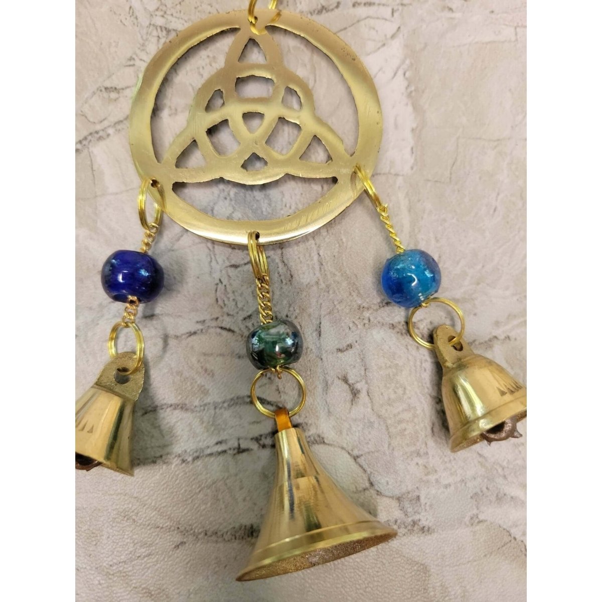 Handmade Brass Wind Chime with bells Triquetra Witch Bells -Wind Chimes