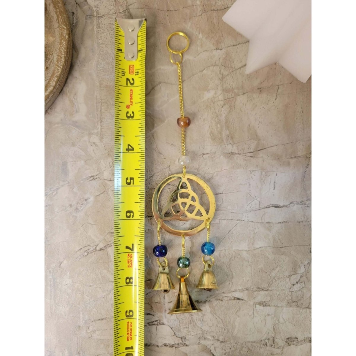 Handmade Brass Wind Chime with bells Triquetra Witch Bells -Wind Chimes