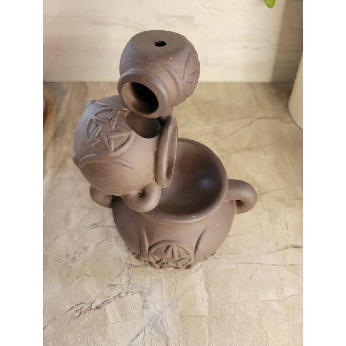 Handmade ceramic cauldron Triple Moon Back Flow Incense Burner for Meditation, altar decoration -