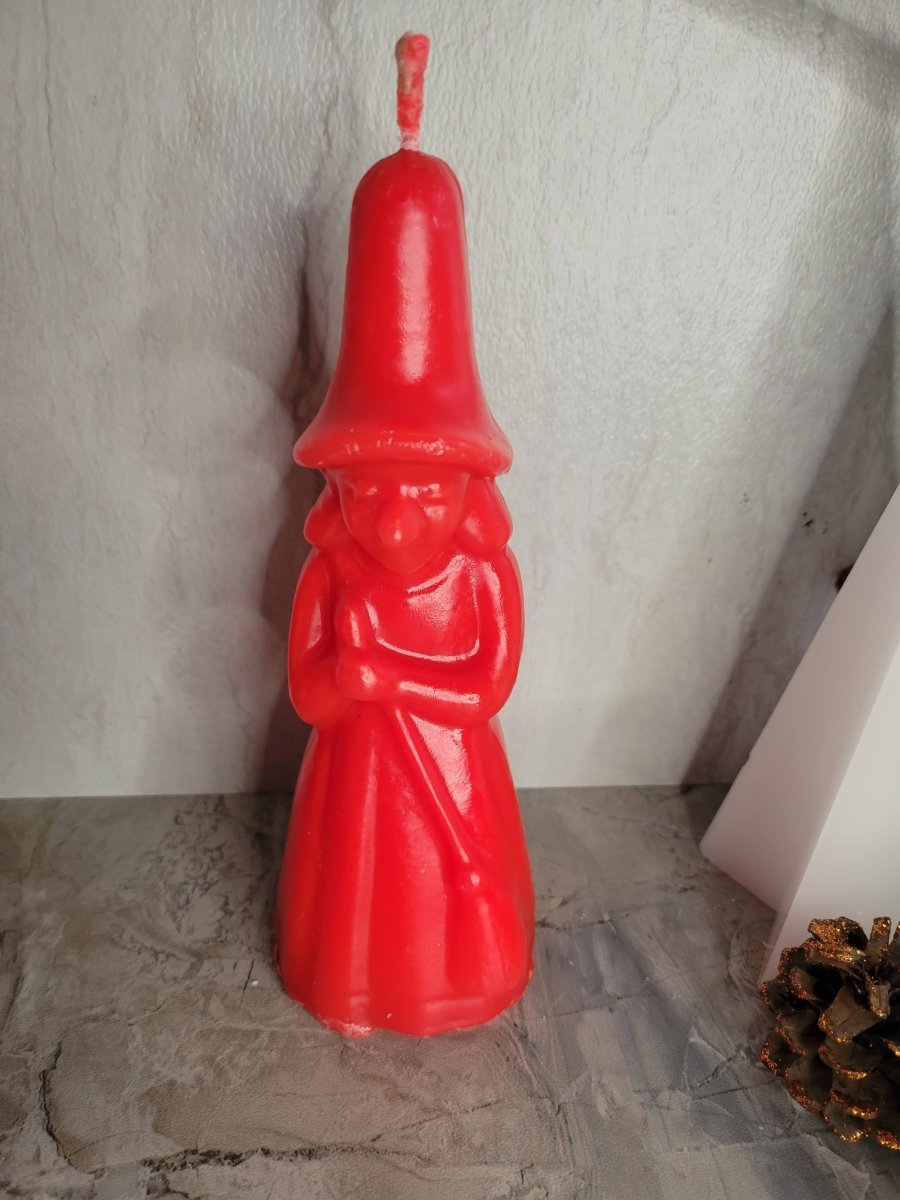 Handmade Witch figurine Candle, Black candle witchy candle Red Witch Candle -Candles