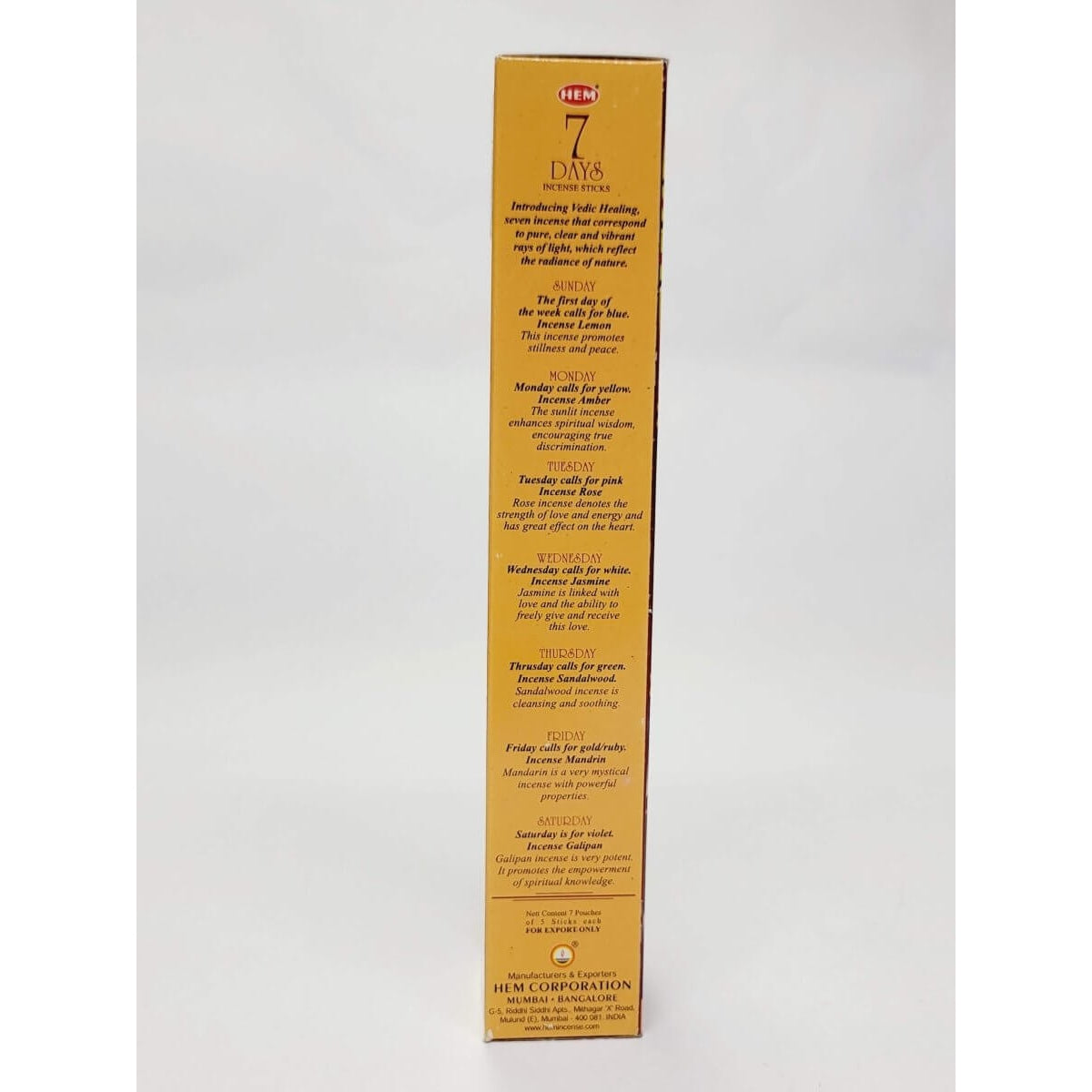 Hem 7 Days Incense / Box of 35 sticks -