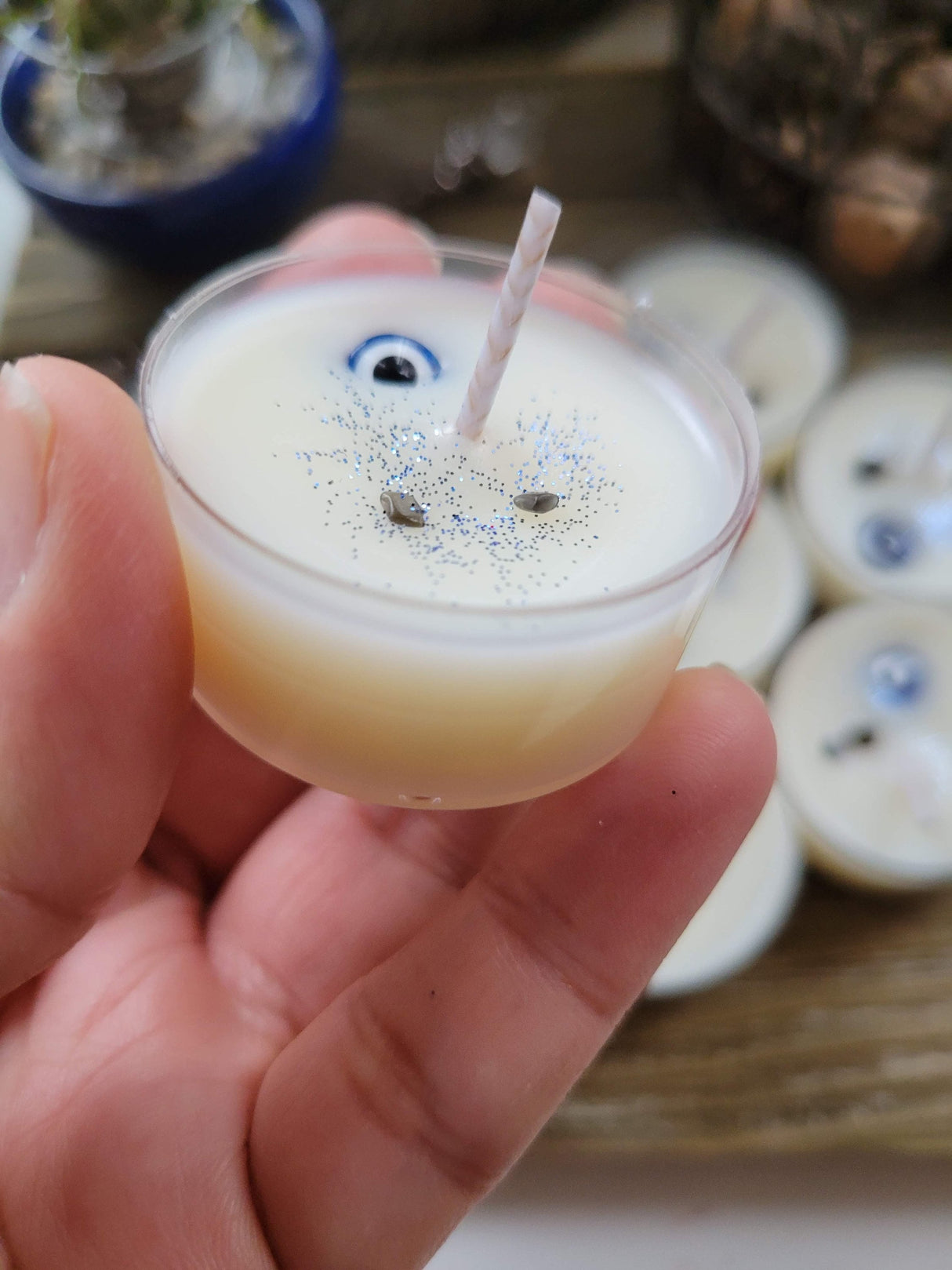 10 Pack Evil Eye Protection Candle /Crystal Candle / Protection Candle/Intention Candle