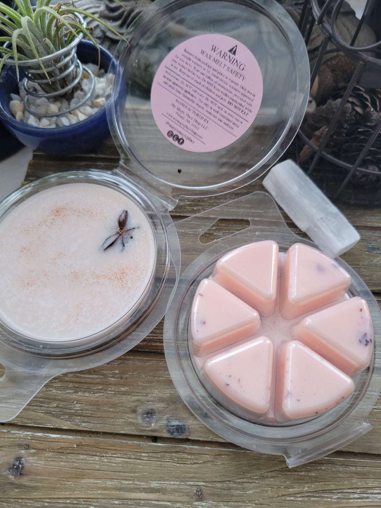 Wax Melts, Soy Wax with Flowers/Pie-Shaped Clamshell/ Handmade Wax Melts