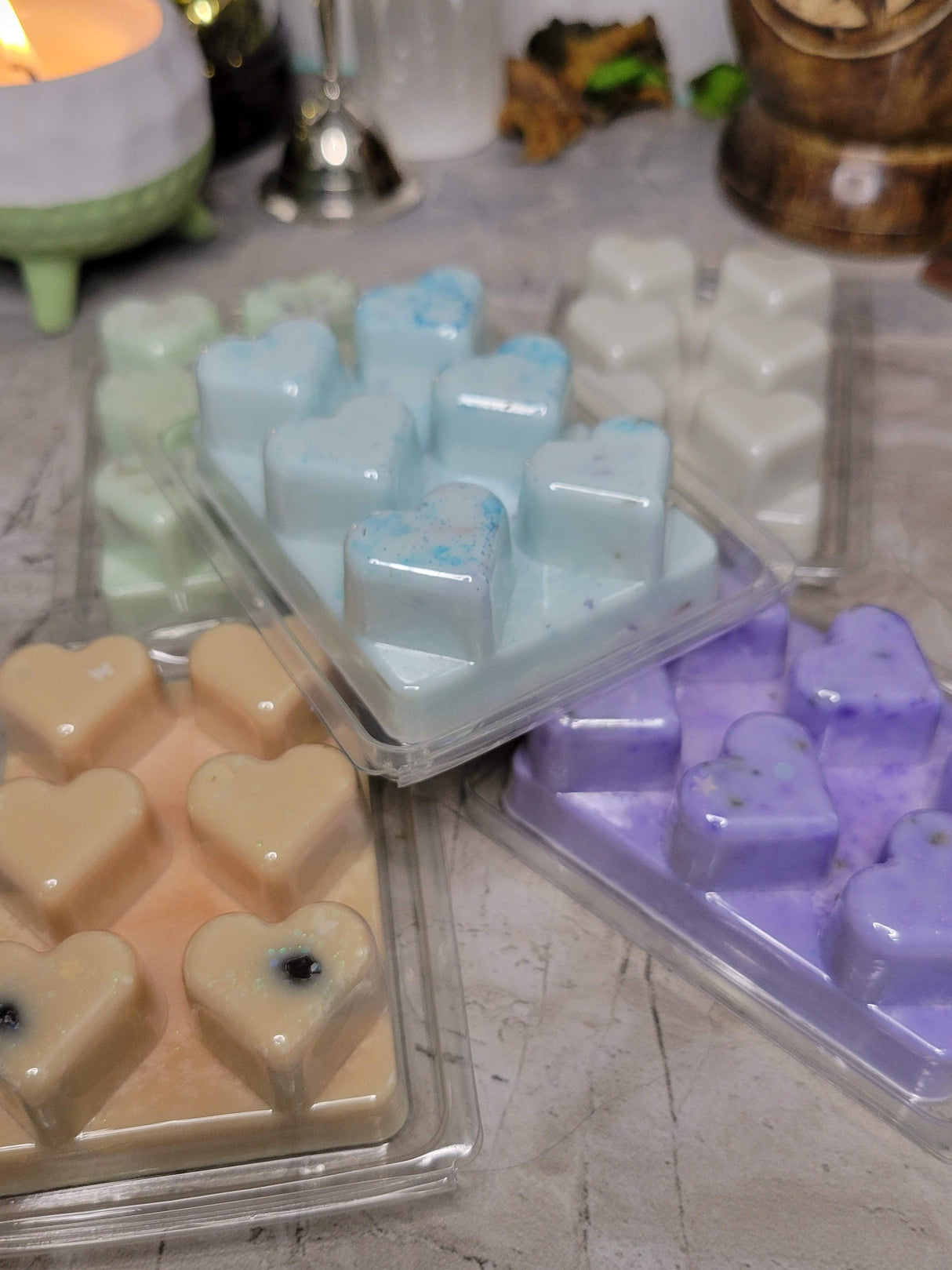 Heart Shape Wax Melts, Soy Wax with Flowers/ Handmade