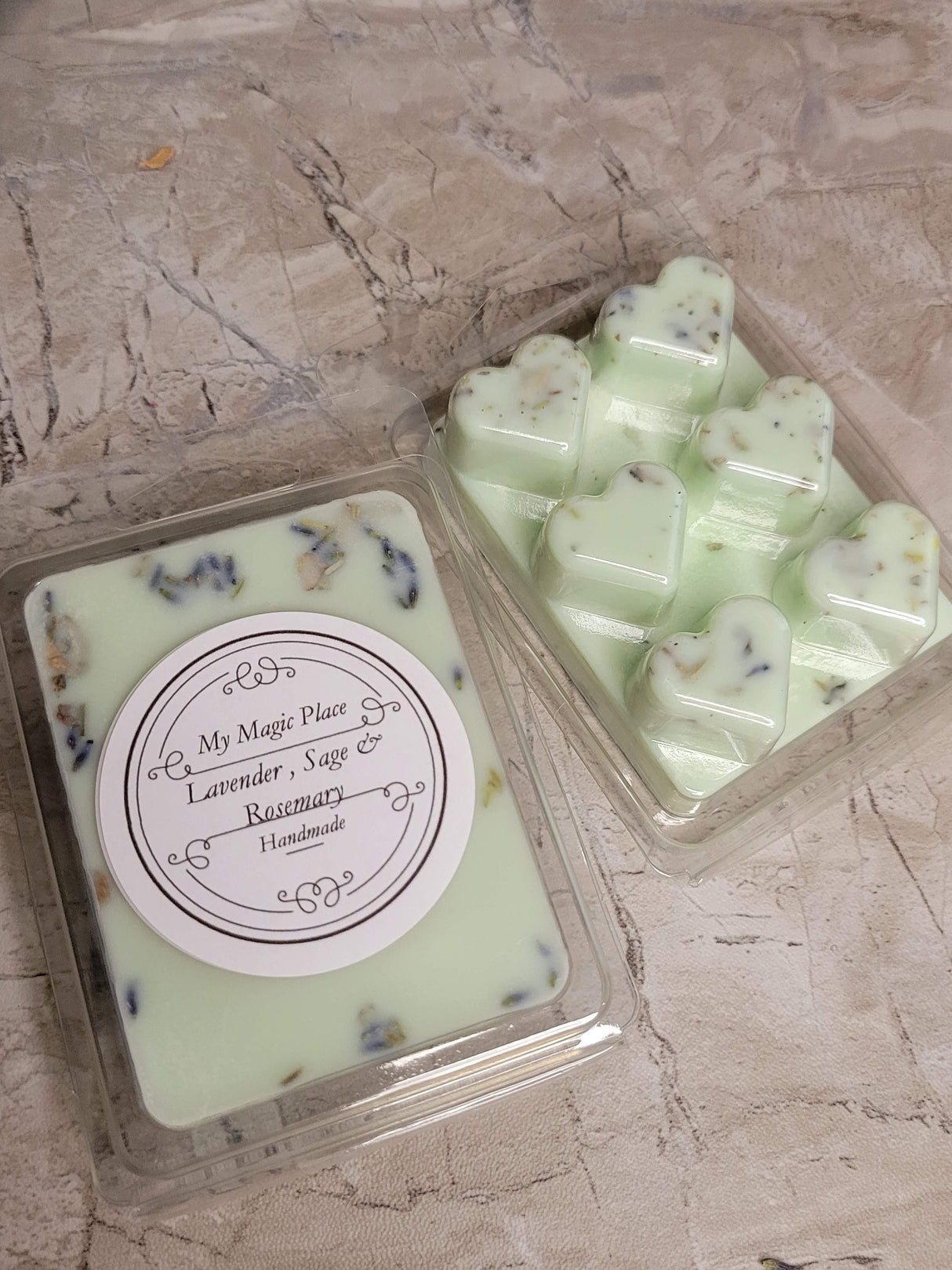 Heart Shape Wax Melts, Soy Wax with Flowers/ Handmade