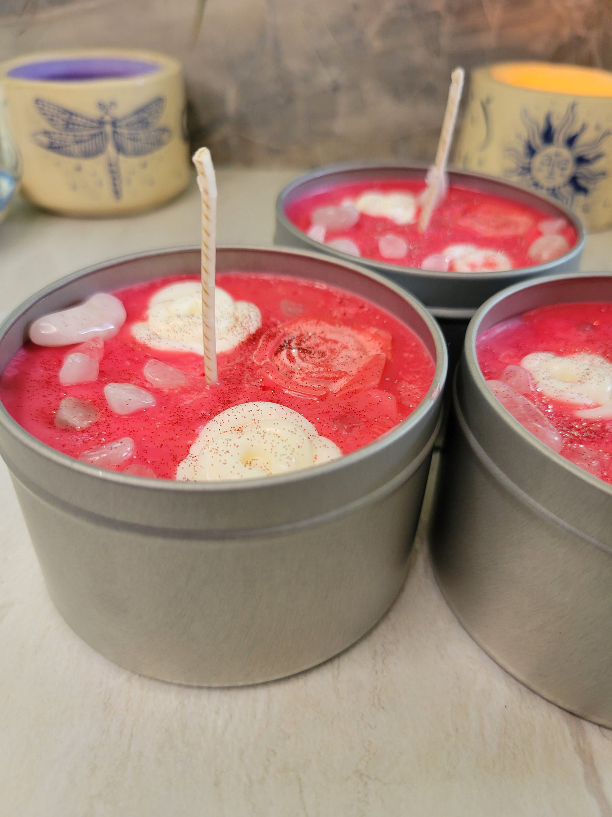 Soy Candles Scented Candle Crystal candles 8 oz - Fresh Roses Candle, Love Candle Gift for Her