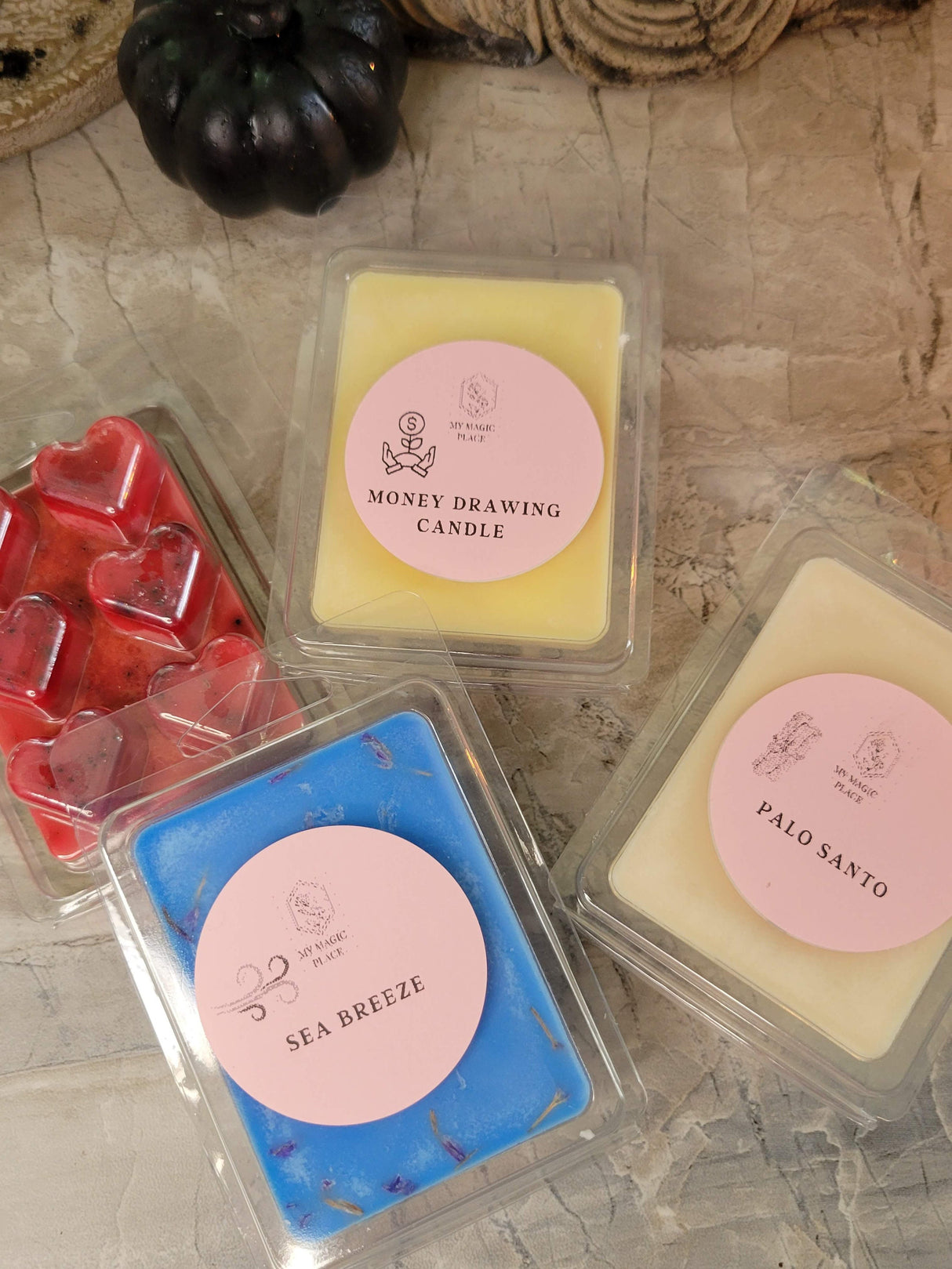 Heart Shape Wax Melts, Soy Wax with Flowers/ Handmade