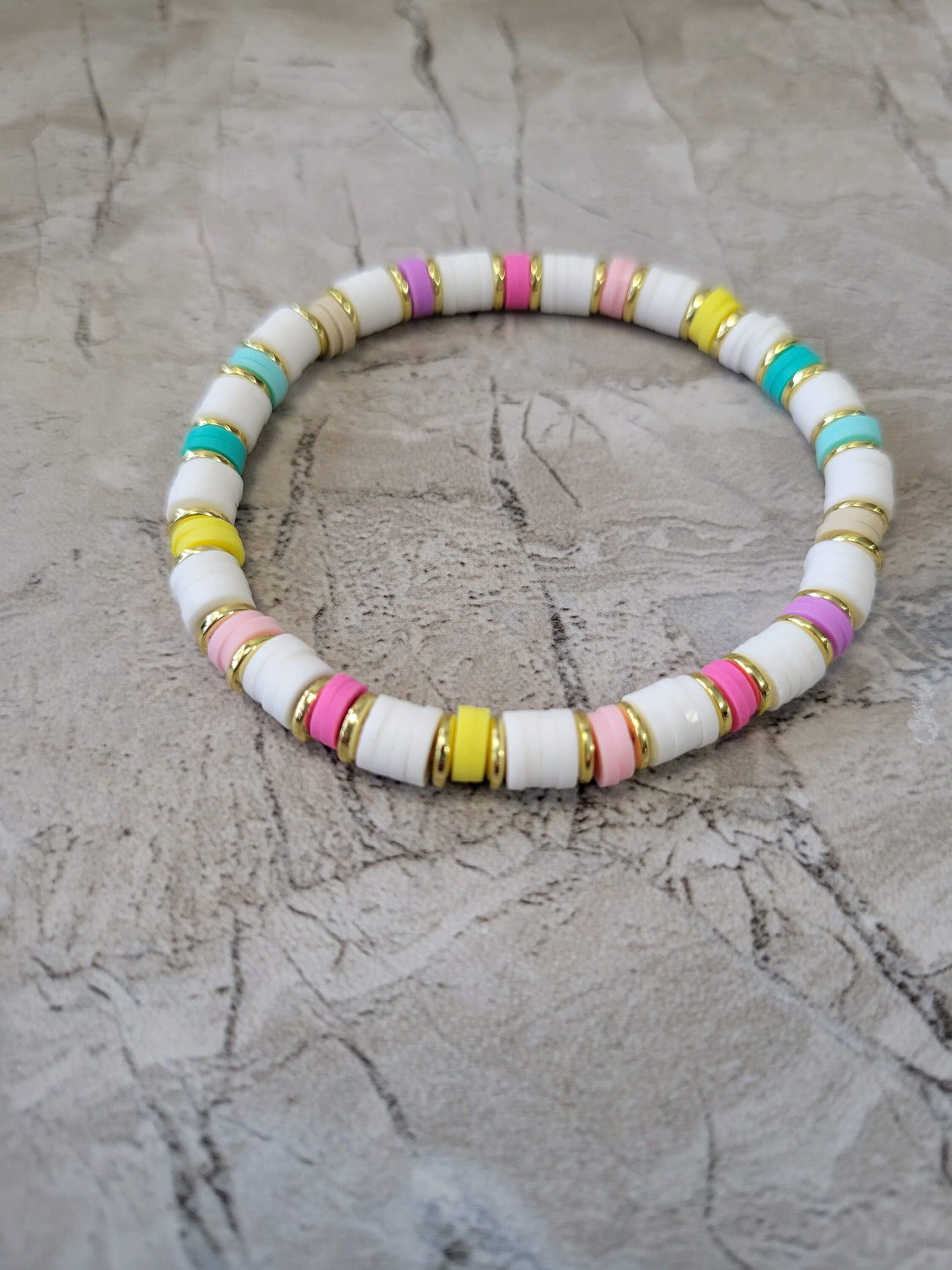 Polymer Clay & Disc Beads Stretch Bracelets Colorful Bracelets