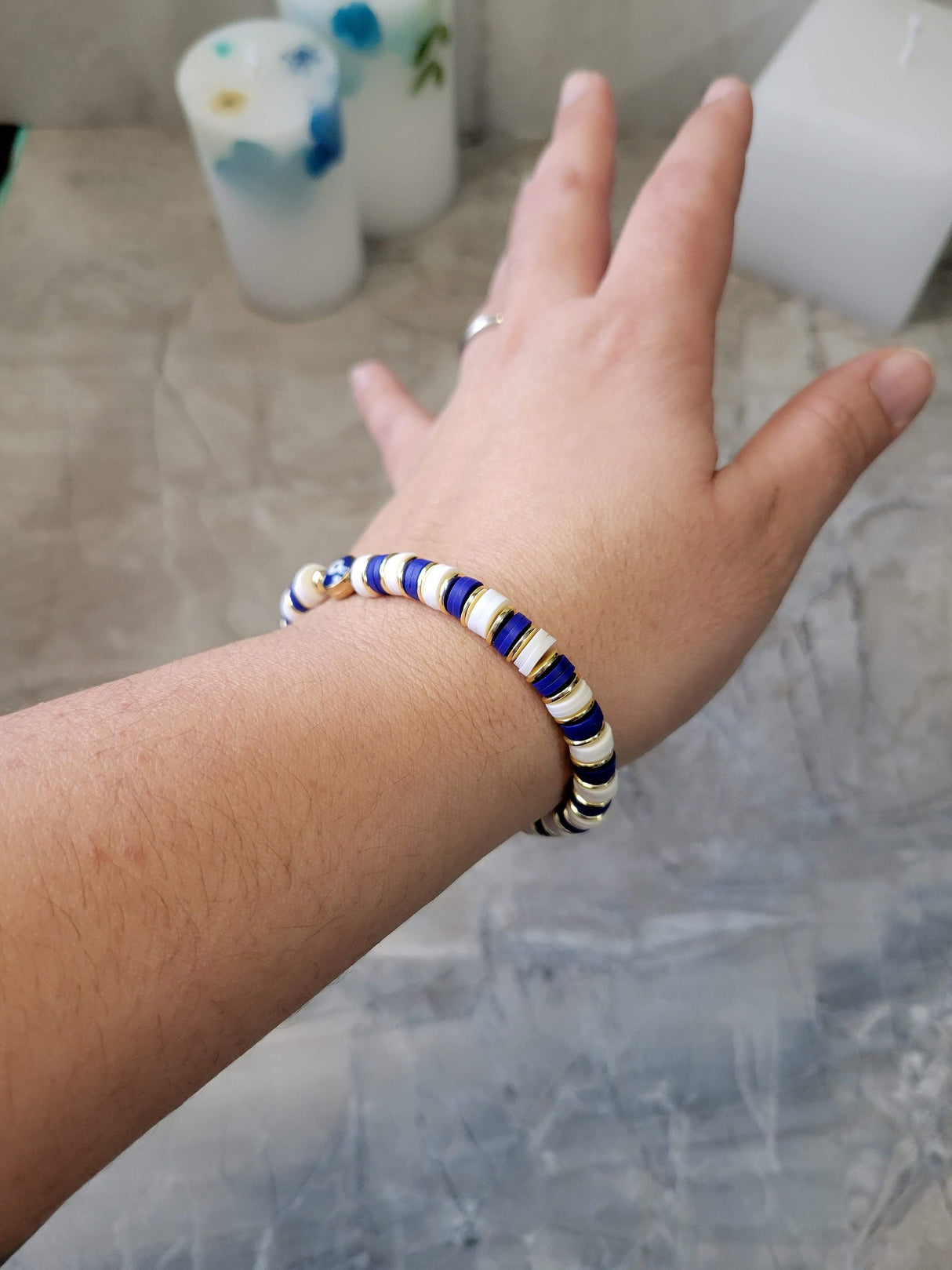 Evil Eye Bracelets Polymer Clay & Disc Beads Stretch Bracelets Colorful Bracelets