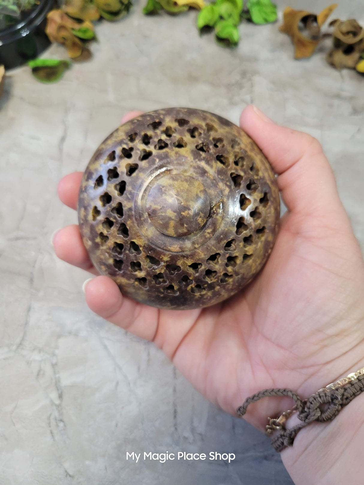 Handmade Net Carving design Soapstone Multi Burner, Charcoal Burner, Incense holder