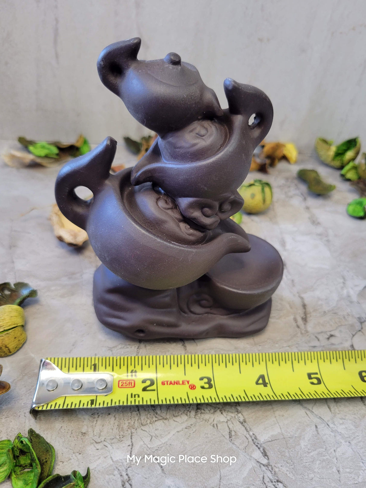 Handmade ceramic Tea Pot back flow incense burner for meditation, altar decoration