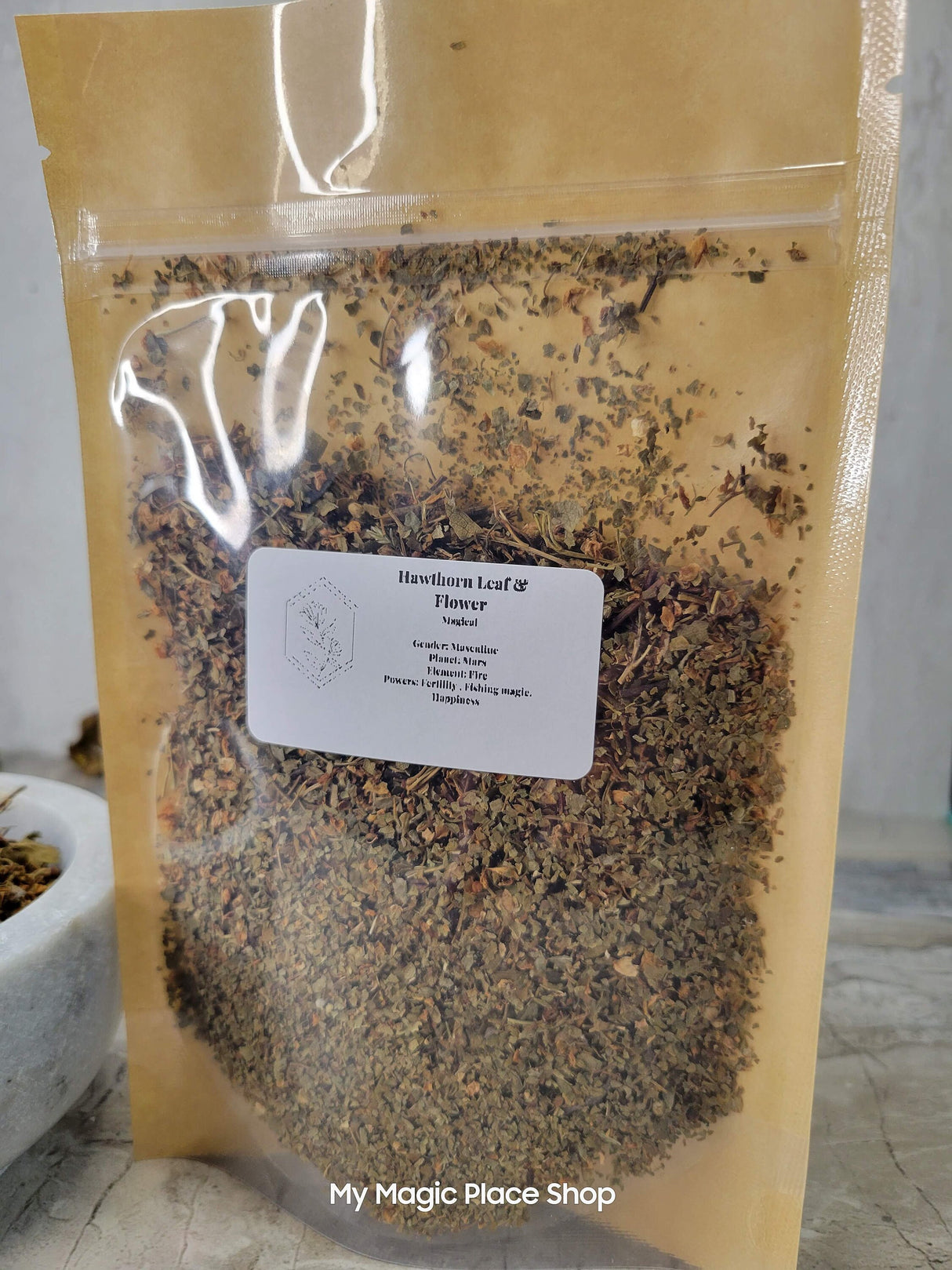 Hawthorn Leaf & Flower, Cut and Sifted 1oz, decoration herbs, magical herbs