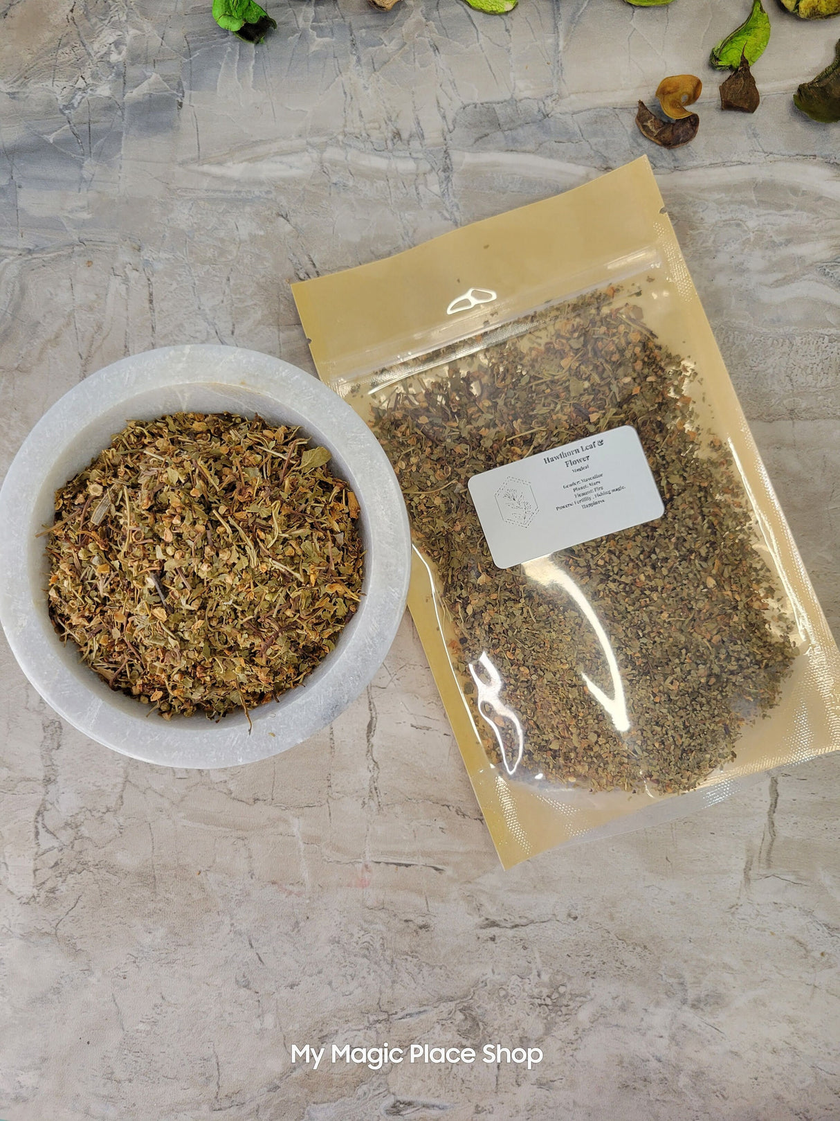 Hawthorn Leaf & Flower, Cut and Sifted 1oz, decoration herbs, magical herbs