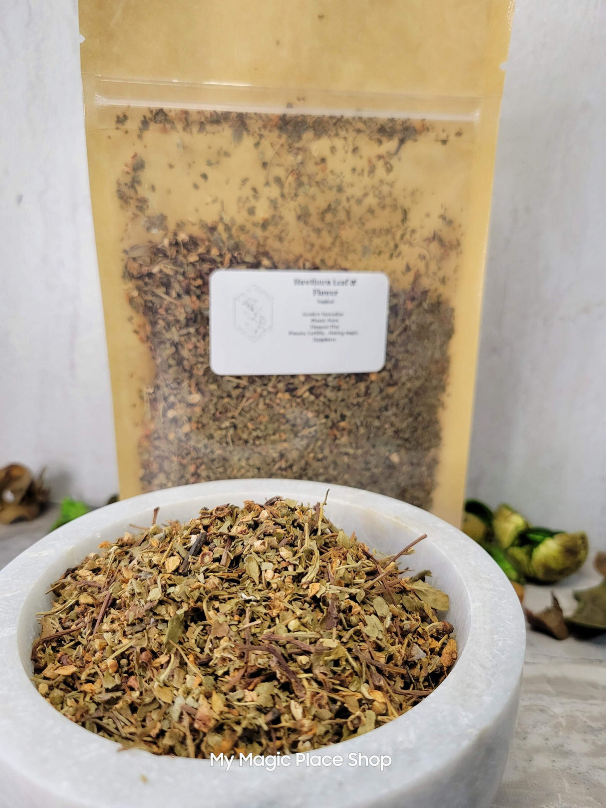 Hawthorn Leaf & Flower, Cut and Sifted 1oz, decoration herbs, magical herbs