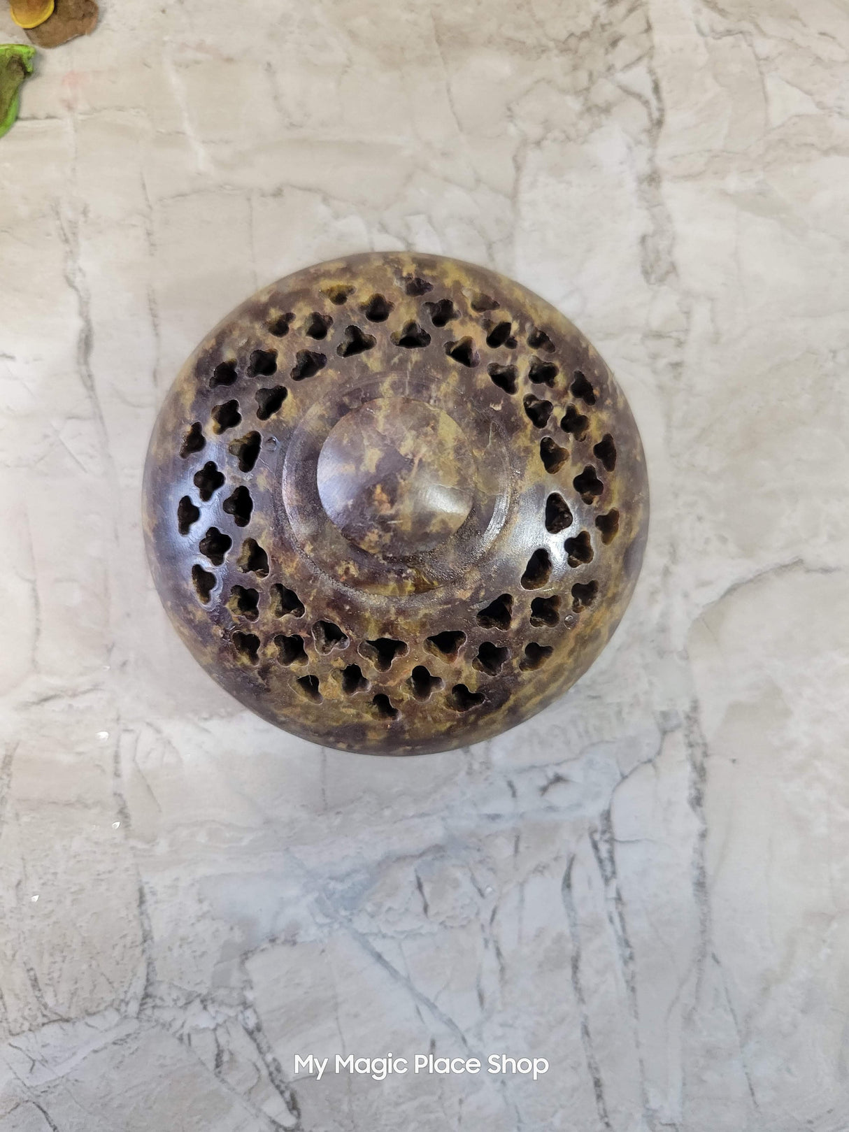 Handmade Net Carving design Soapstone Multi Burner, Charcoal Burner, Incense holder