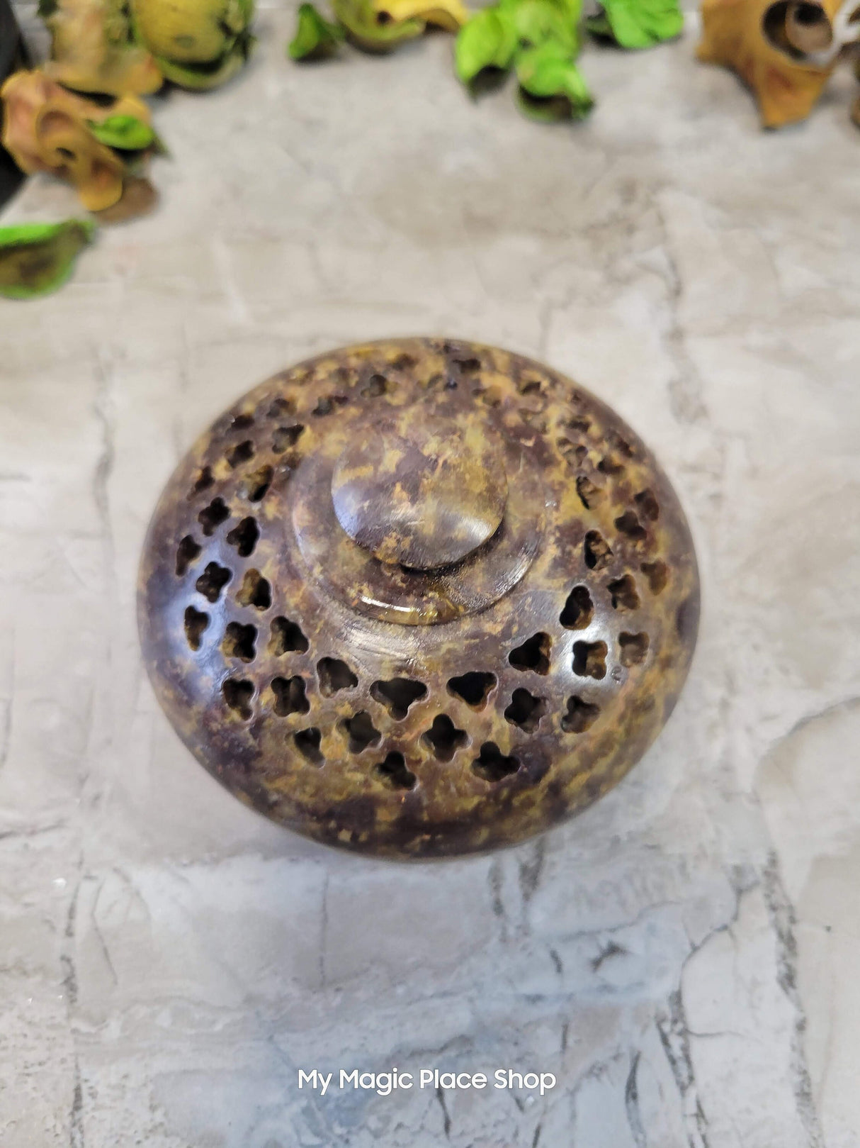 Handmade Net Carving design Soapstone Multi Burner, Charcoal Burner, Incense holder