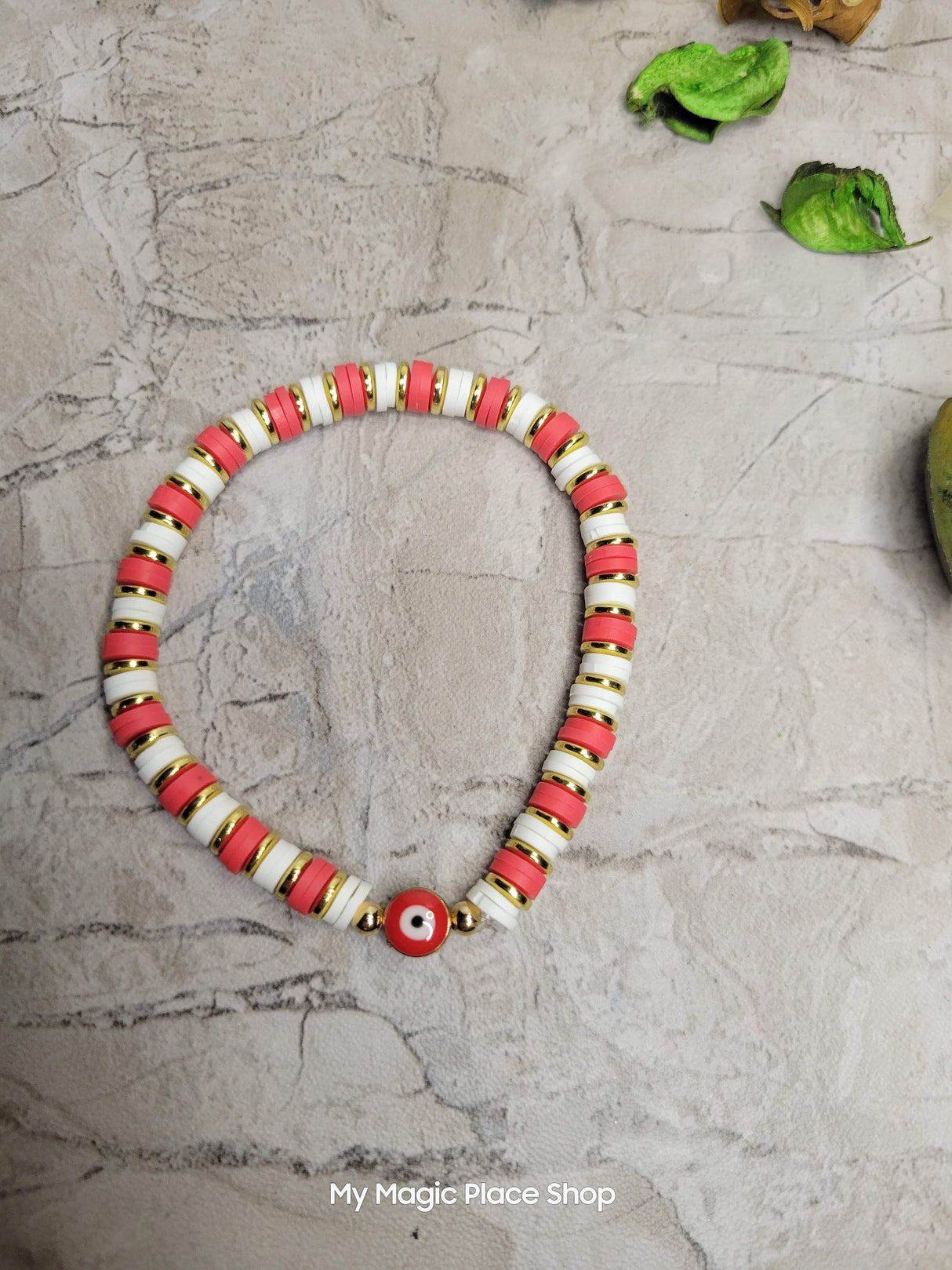 Evil Eye Bracelets Polymer Clay & Disc Beads Stretch Bracelets Colorful Bracelets