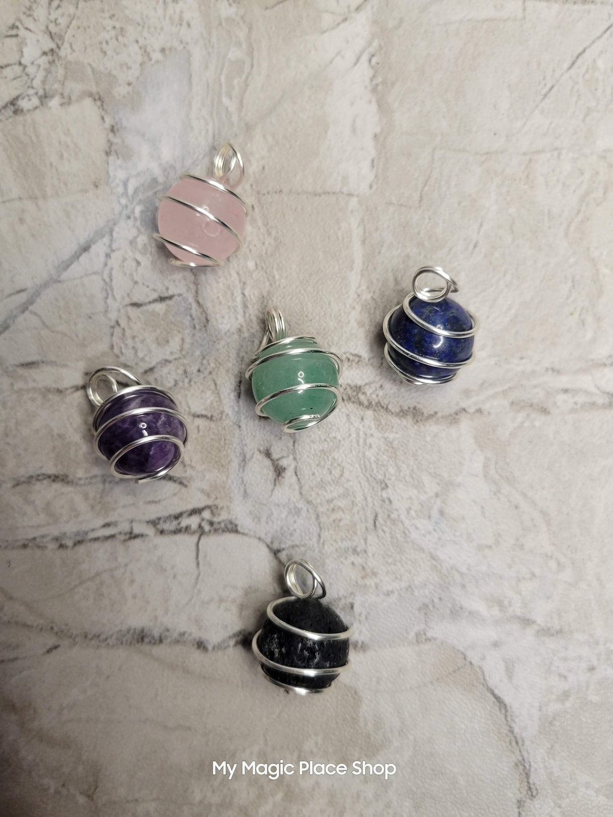 Crystal Beads Wire Wrapped Pendant handmade Necklace