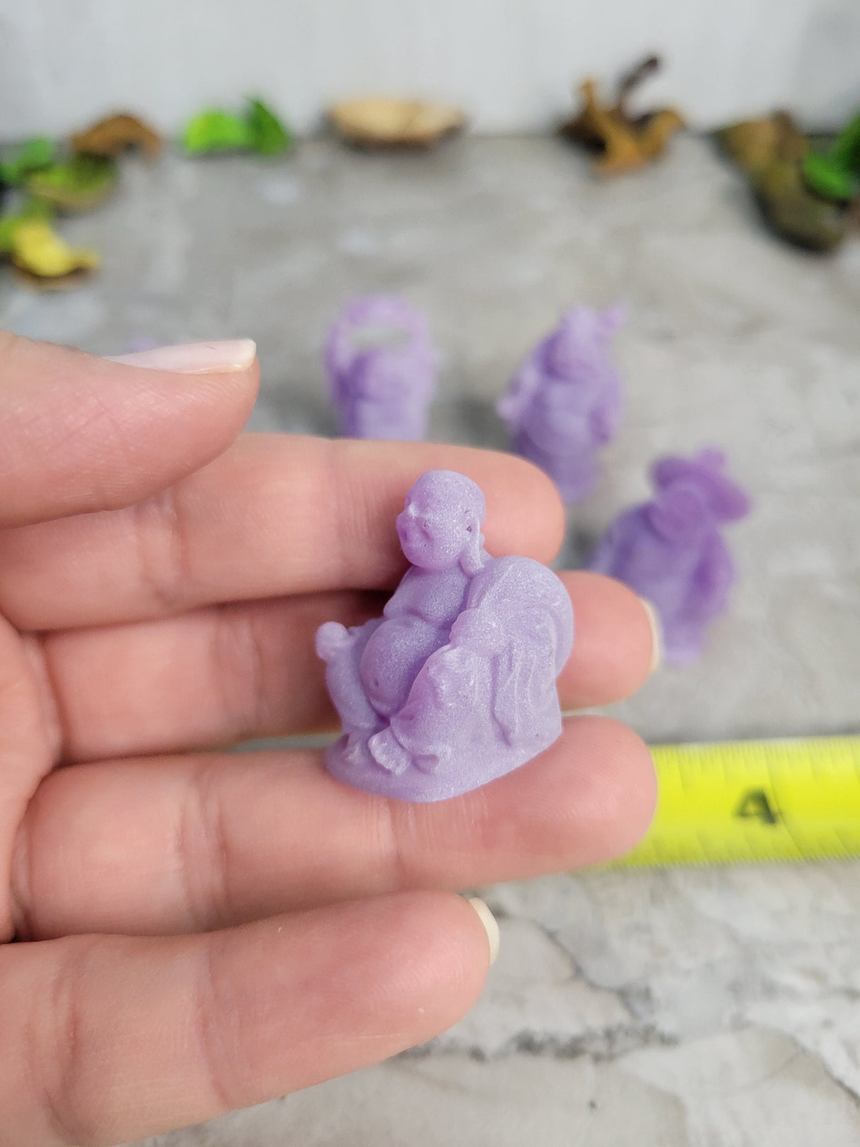 Laughing Buddha Figurines Handmade Pack of 6 Purple Lucky Happy Buddha Statue Home Décor altar Set