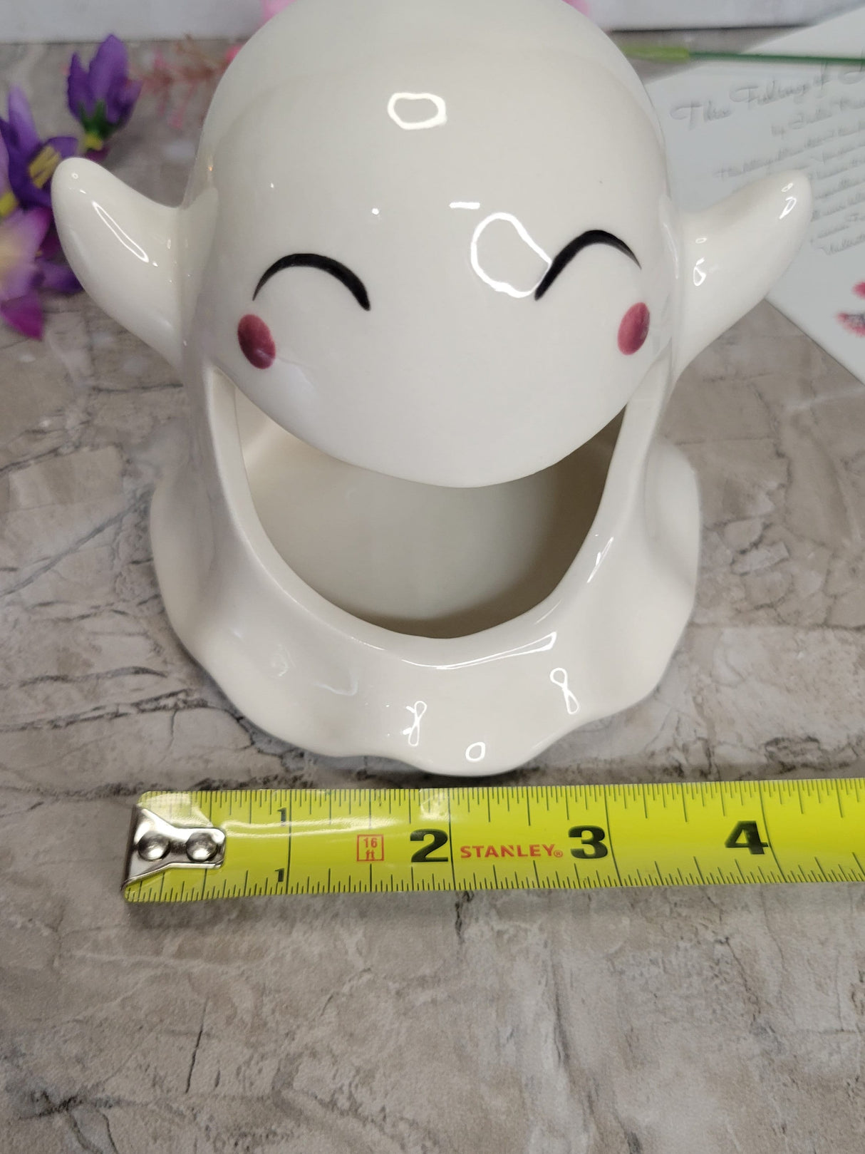 Ghost Cute Holder, Halloween theme porcelain candle holder, Handmade Ceramic holder