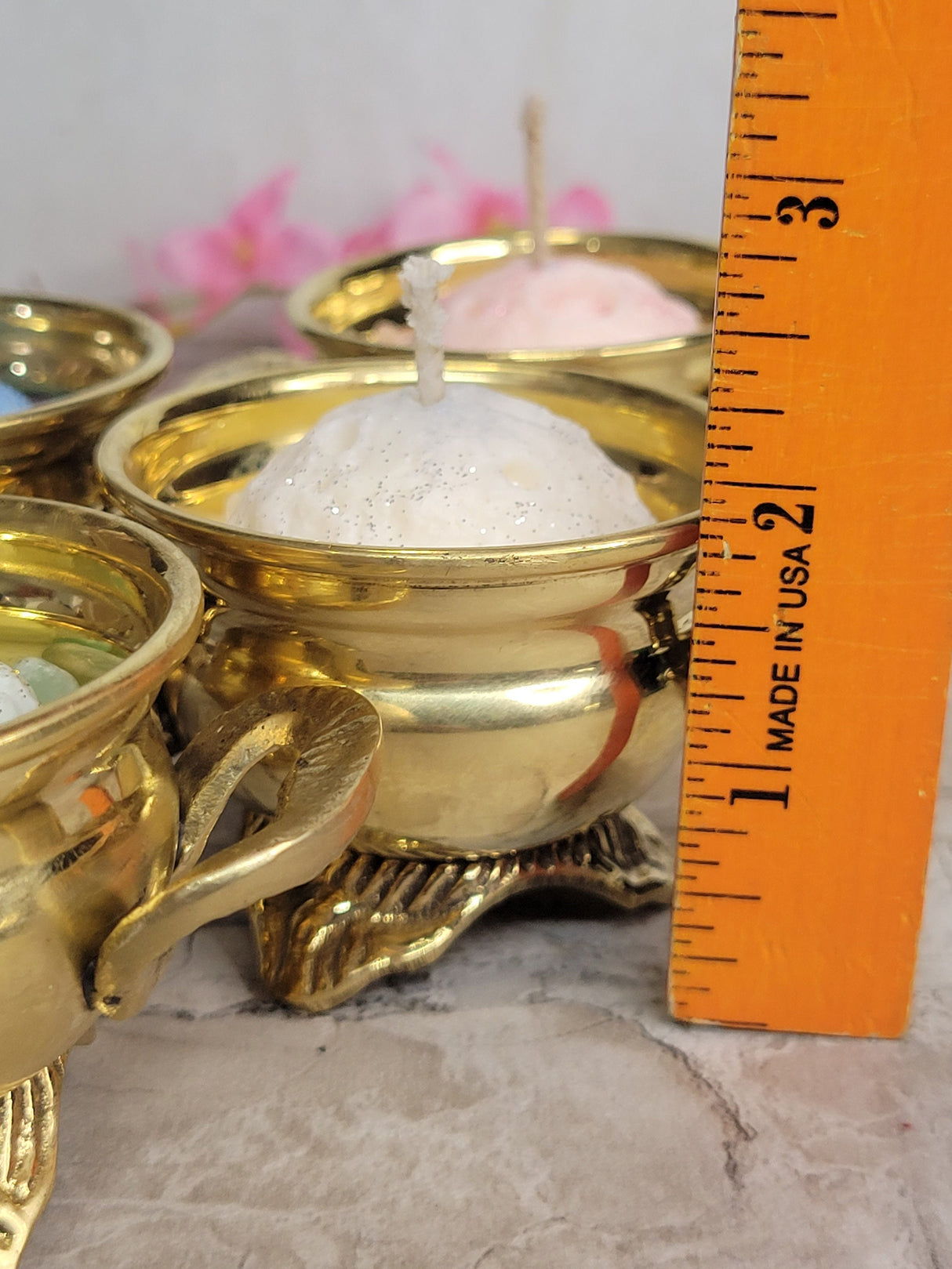 Cauldron Candle Full Moon candle Small Brass Antique Design Cauldron Soy Candle Full Moon