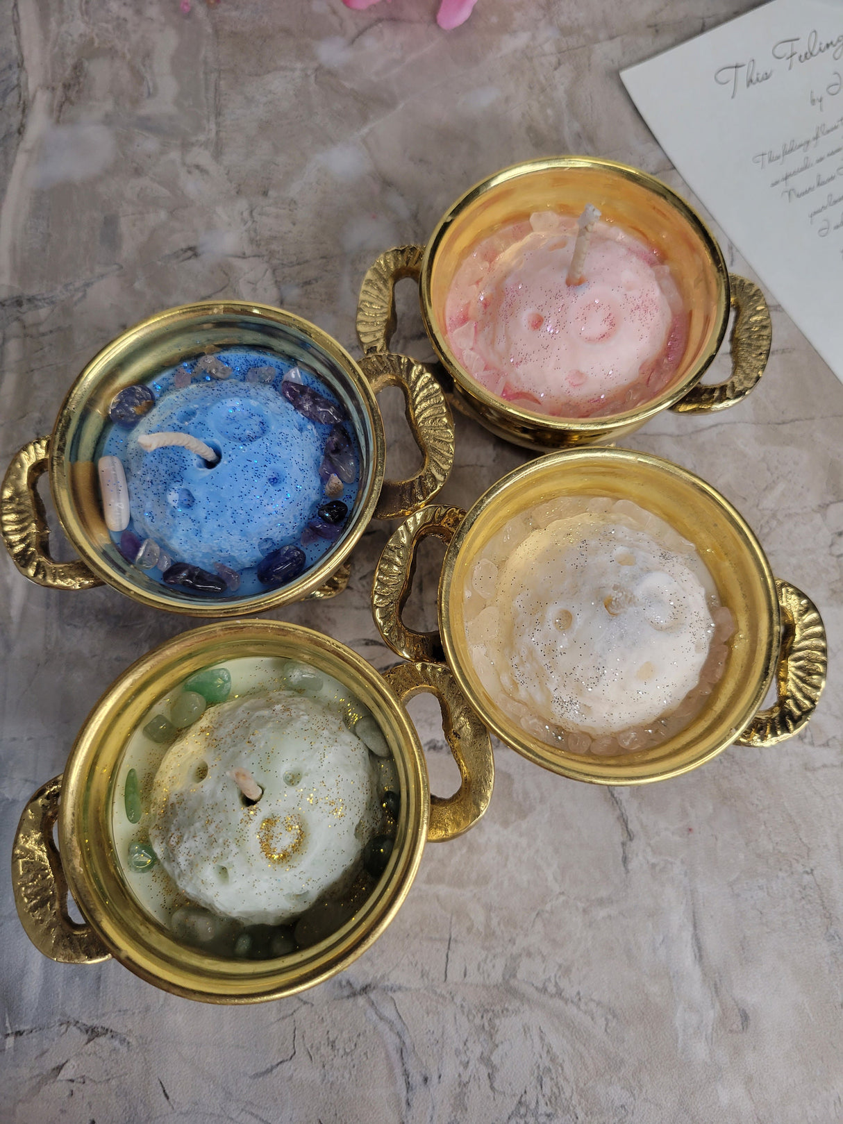 Cauldron Candle Full Moon candle Small Brass Antique Design Cauldron Soy Candle Full Moon