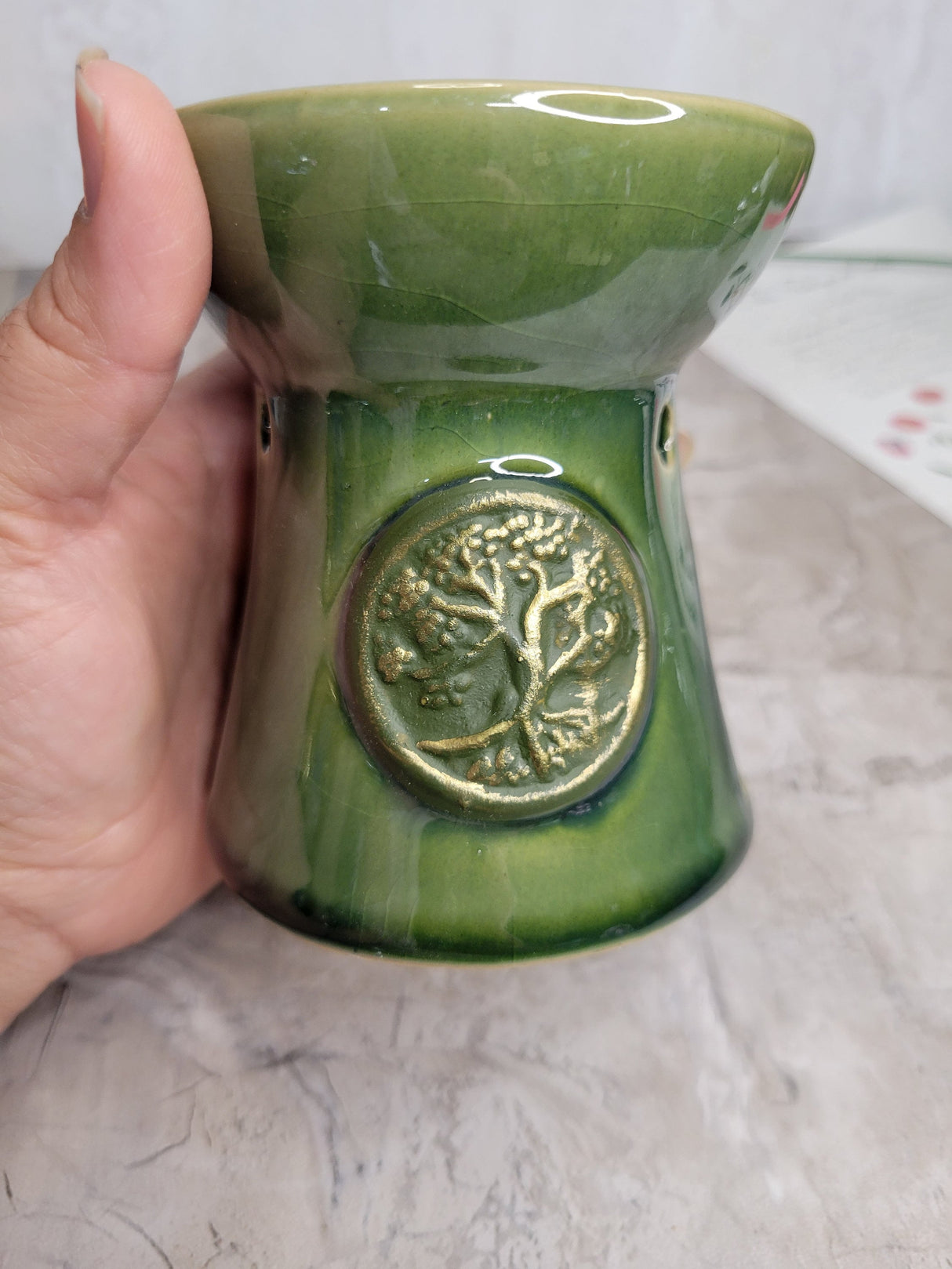 Ceramic Tree of Life design oil burner , wax warmer, metaphysical décor, handmade ceramic