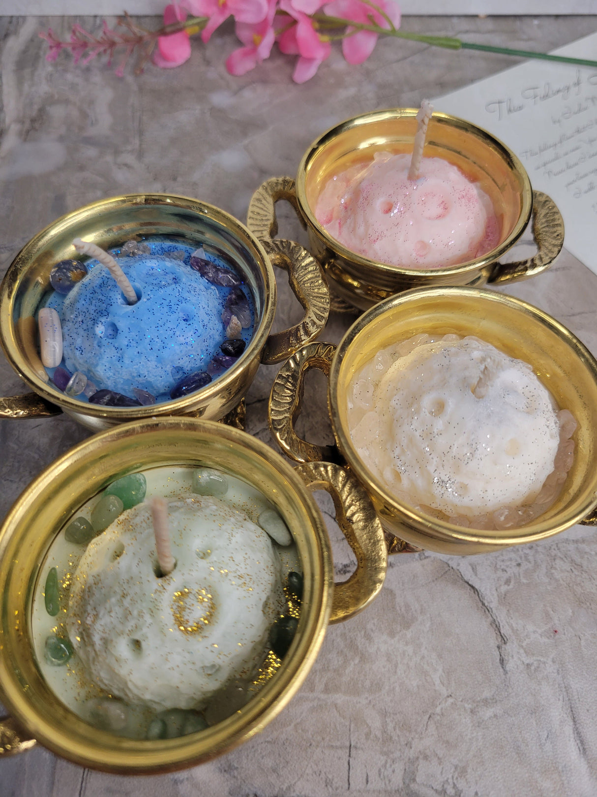 Cauldron Candle Full Moon candle Small Brass Antique Design Cauldron Soy Candle Full Moon