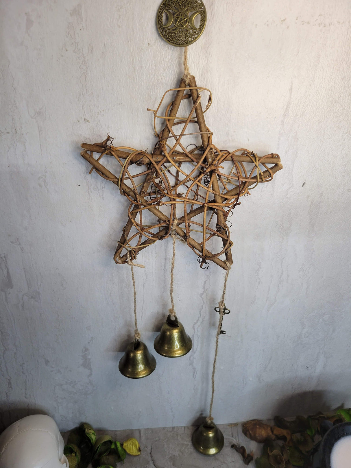 Star Witches Bells Wind chimes, protection Bells, Brass Bells Protection Symbols