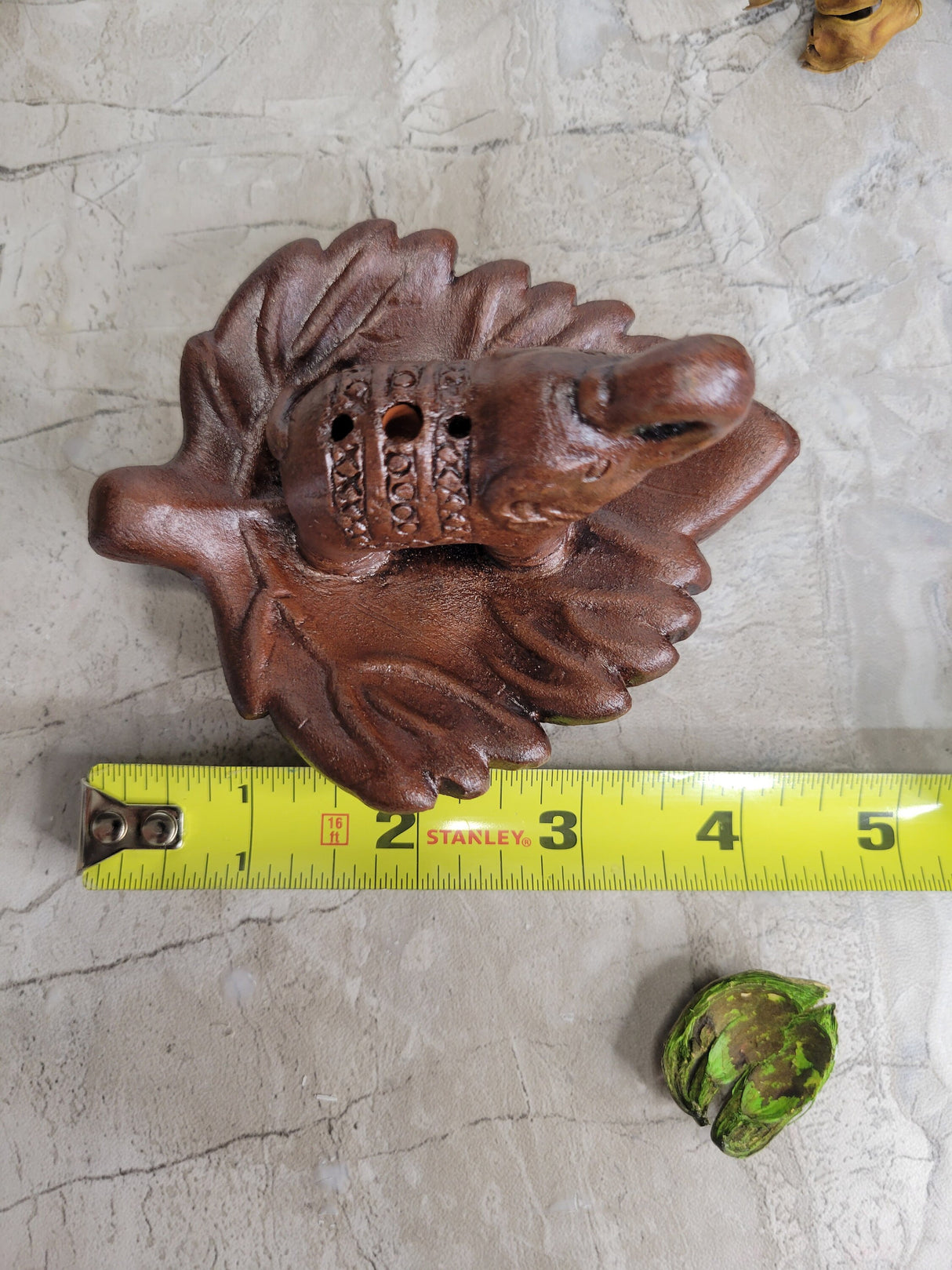 Leaf Elephant Ceramic Incense Holder Small Clay Incense Holder Leaf Elephant, Small Elephant Holder