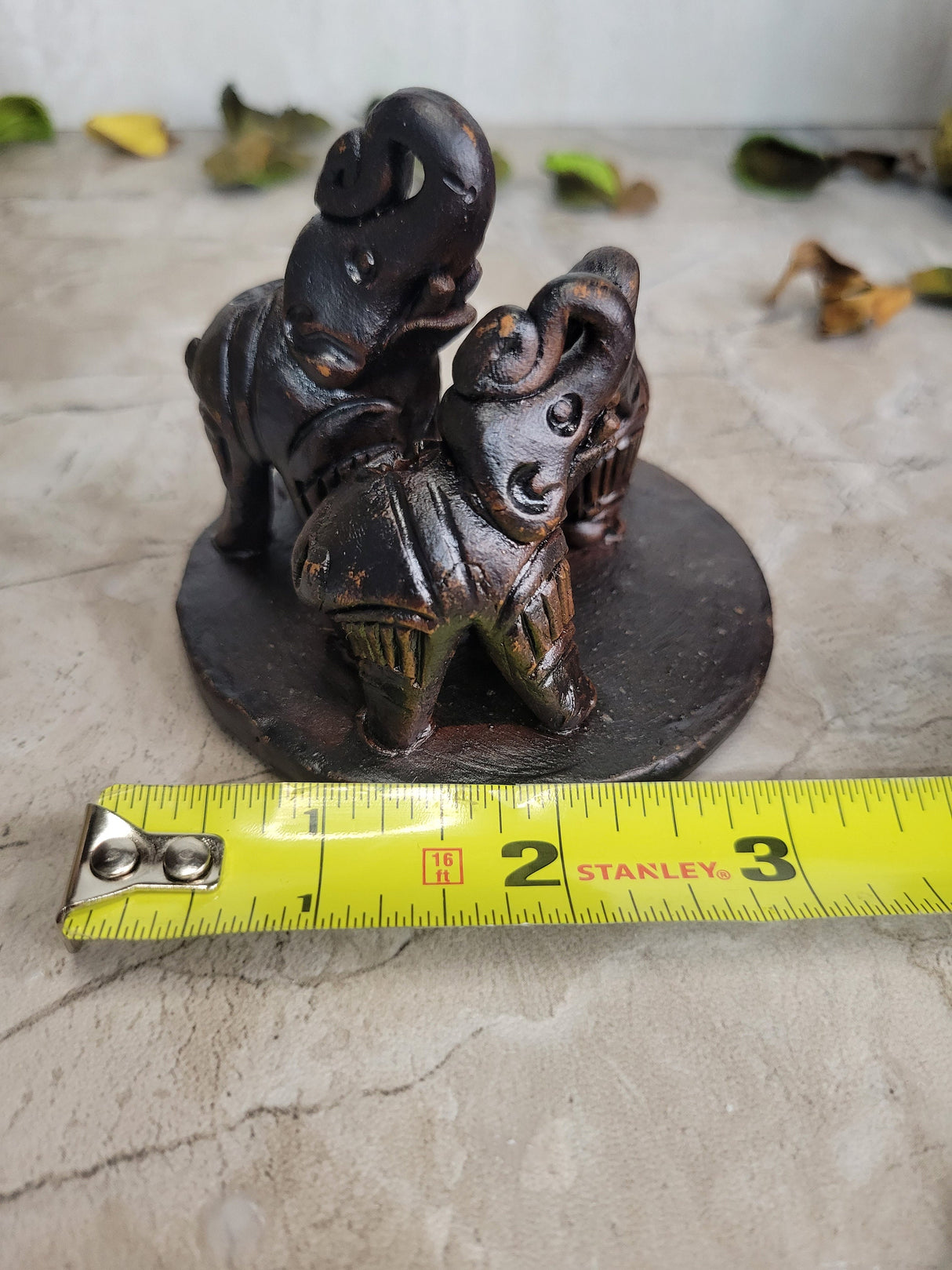 Elephants Ceramic Incense Holder Small Clay Incense Holder Triple Elephant, Three Elephants Holder