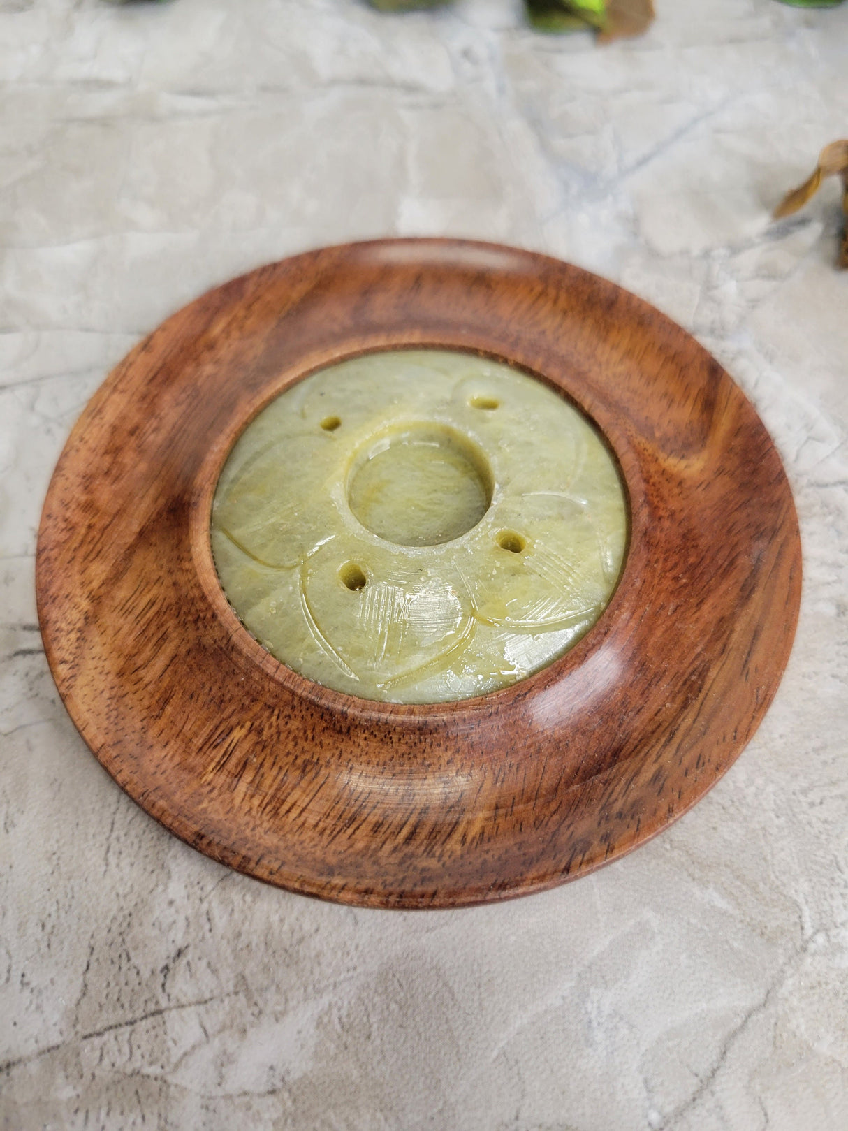 Wood & Soapstone Handcrafted Incense Burner, Sticks, and Cone Holder, Home Decor