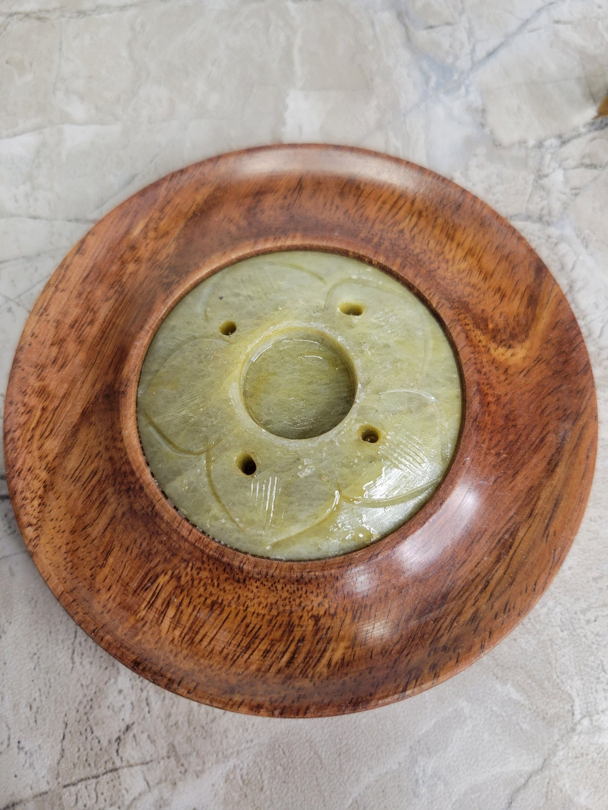 Wood & Soapstone Handcrafted Incense Burner, Sticks, and Cone Holder, Home Decor