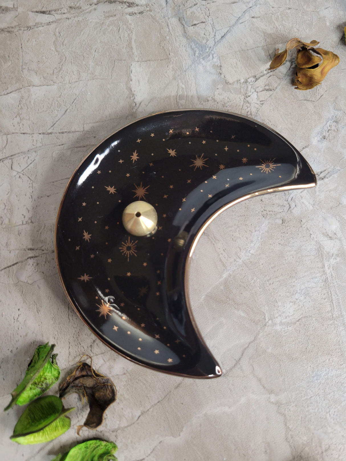 Moon Plate Ceramic Incense Burner Moon and Stars Plate Altar Decoration Ceramic Plate