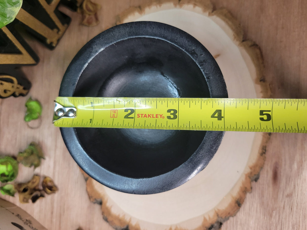 Pentagram Black Mortar and Pestle, Soapstone Herb Grinder Handmade Mortar