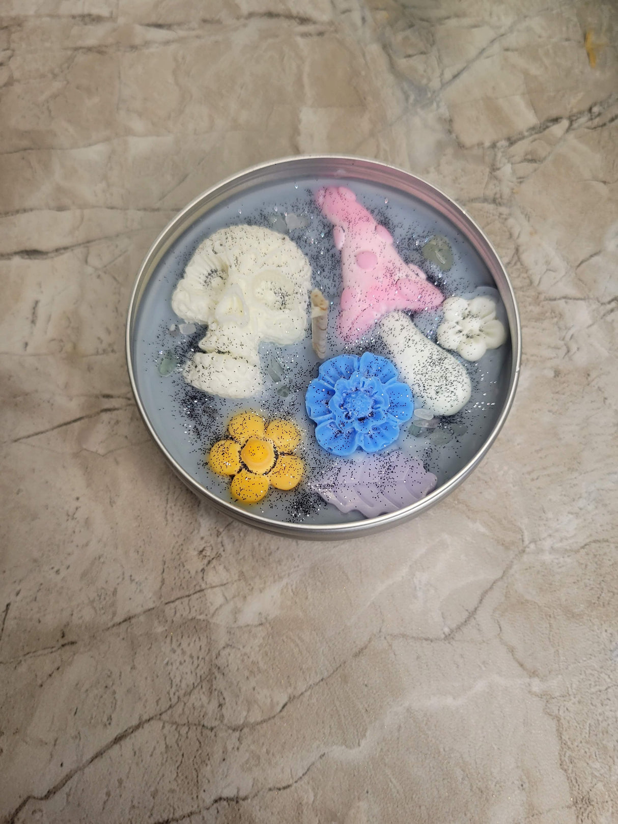 Skull Black Amber Lavender Intention Candle Tin jar Soy Candle Intention Candle Witchy Candles