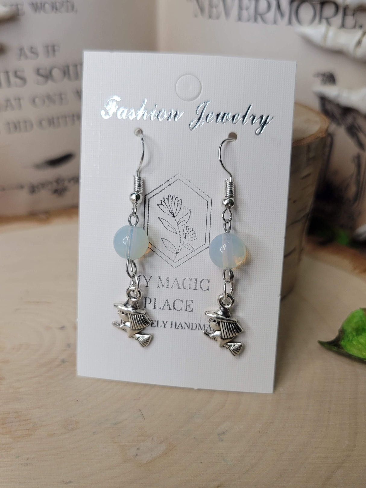 Crystal Charmed Earrings for Halloween, Witch Earrings, Gemstones Earrings