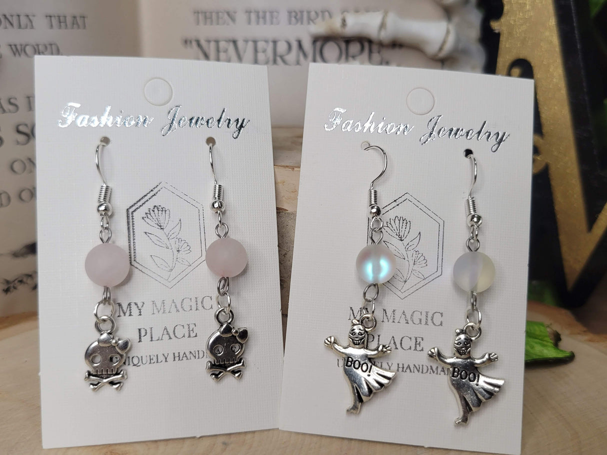 Crystal Charmed Earrings for Halloween, Witch Earrings, Gemstones Earrings