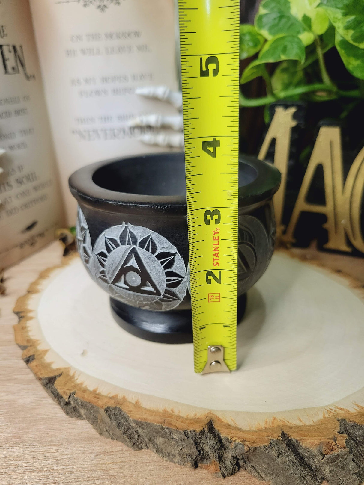 Seven Chakras Black Mortar and Pestle, Chakra Soapstone Herb Grinder Handmade Mortar