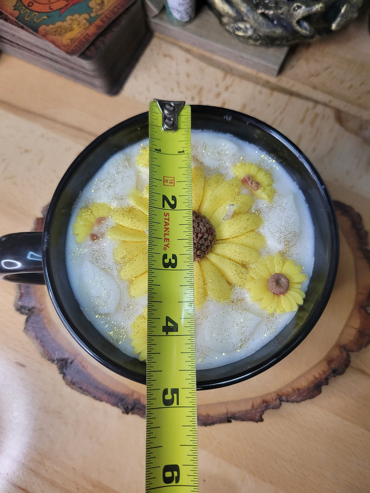 Sunflower Candle, Big Mug Handmade Ceramic Candles Soy Candles, Sunflowers Decor Flowers Candle