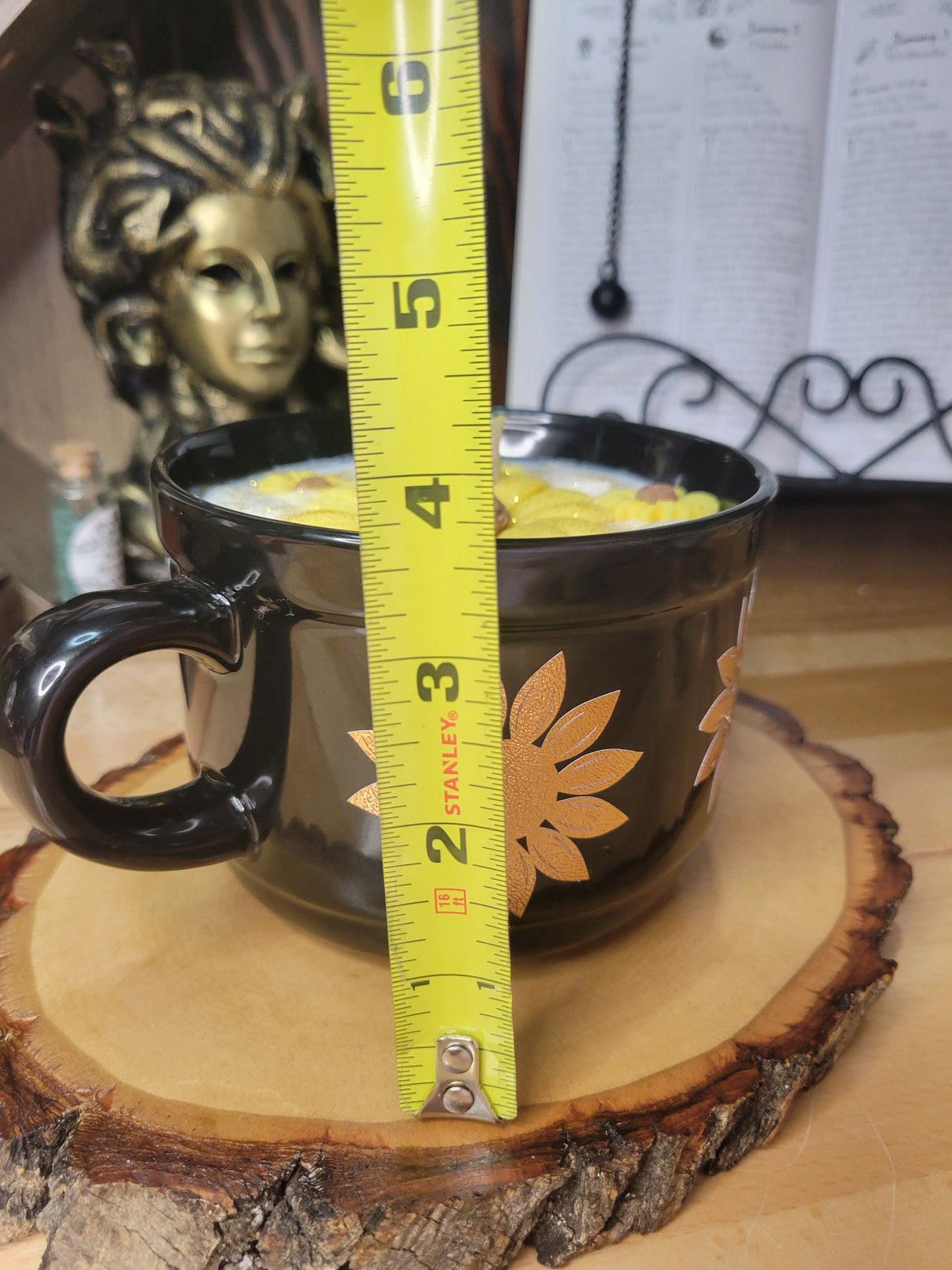 Sunflower Candle, Big Mug Handmade Ceramic Candles Soy Candles, Sunflowers Decor Flowers Candle