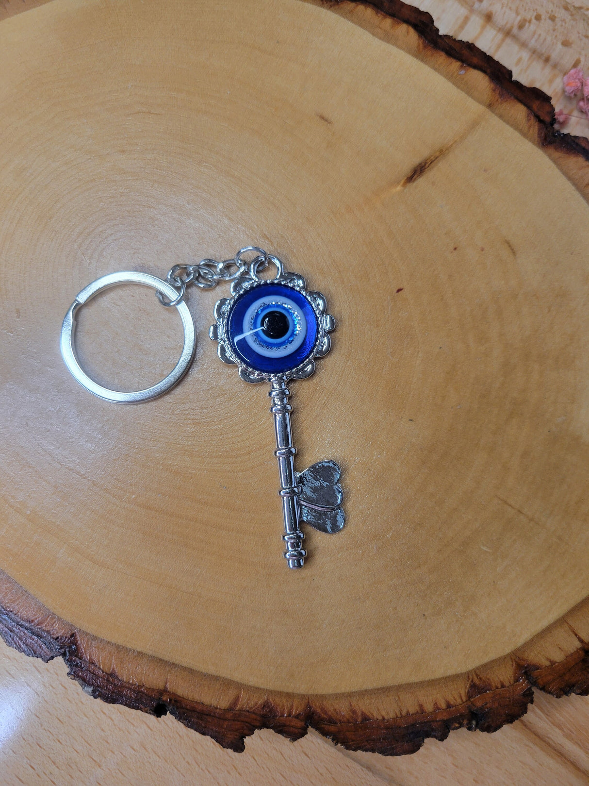 Flower Evil Eye Keychain, Handmade Keychain, Evil Eye Protection, Gift For Her