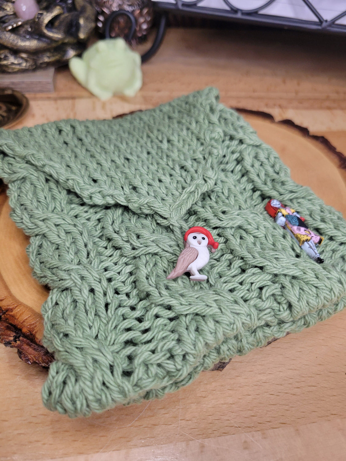 Beautiful Tarot Bag, Handmade Knitted Bag, Crystal Cute Crochet Small Bag Gift for Her