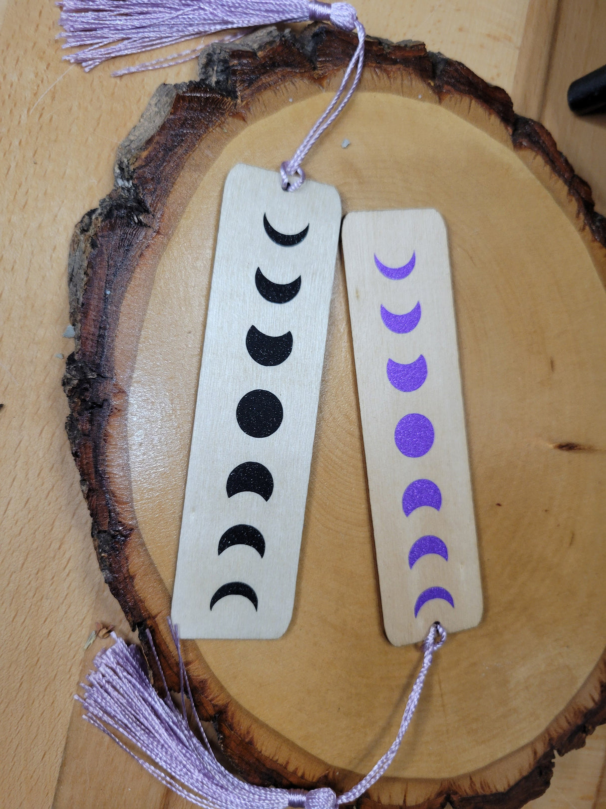 Moon Phases Vinyl Bookmark Phases of the Moon wood bookmark Witchy bookmark Handmade