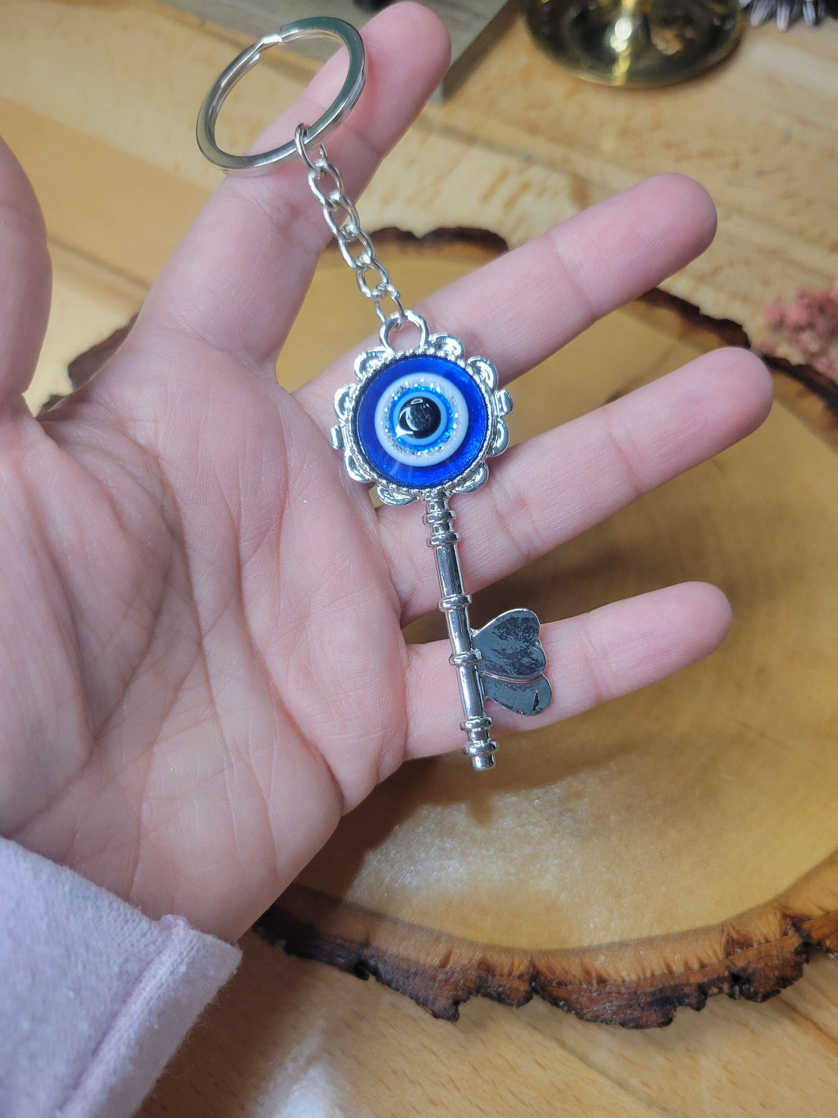 Flower Evil Eye Keychain, Handmade Keychain, Evil Eye Protection, Gift For Her