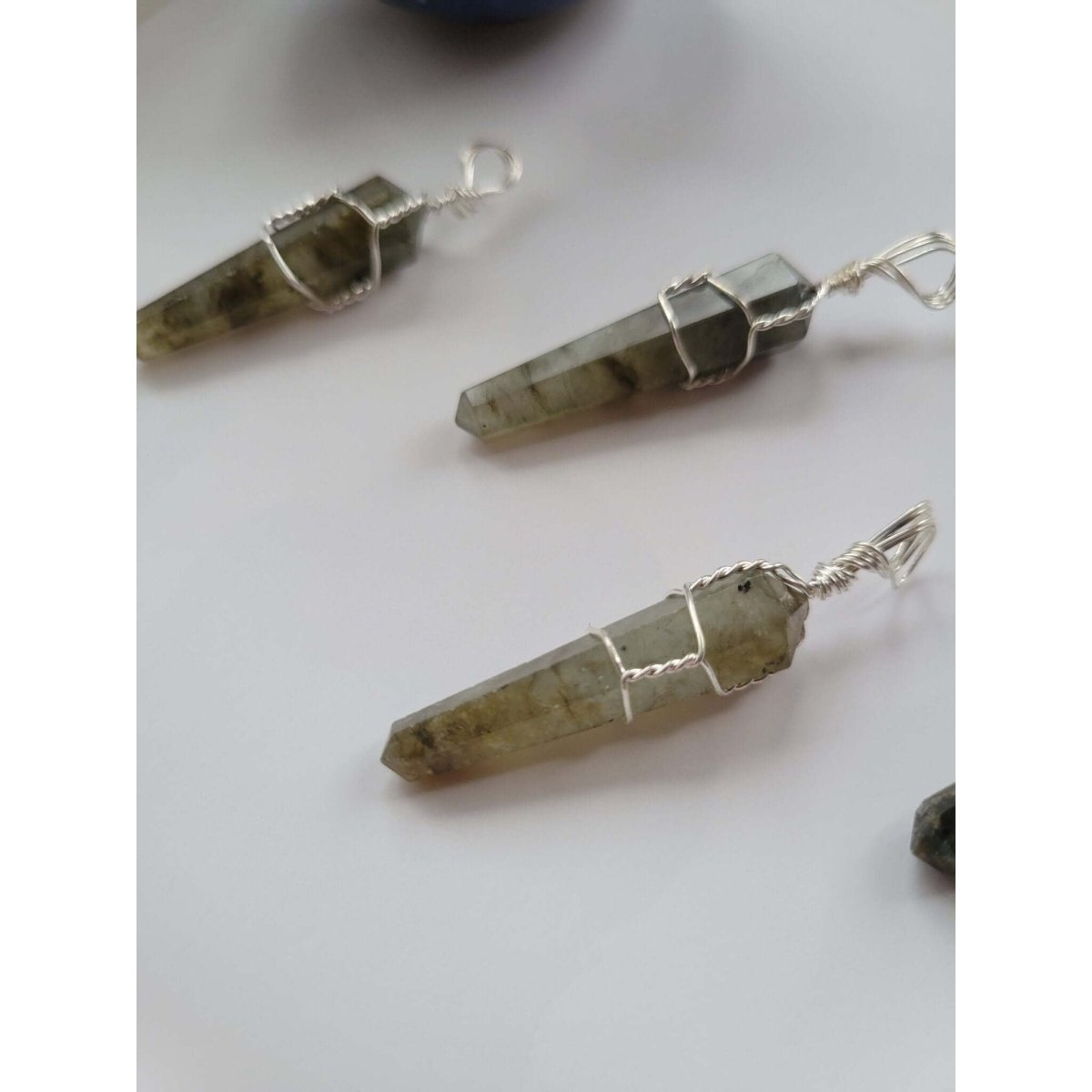 Labradorite Pendant Wire Wrapped with Cord -