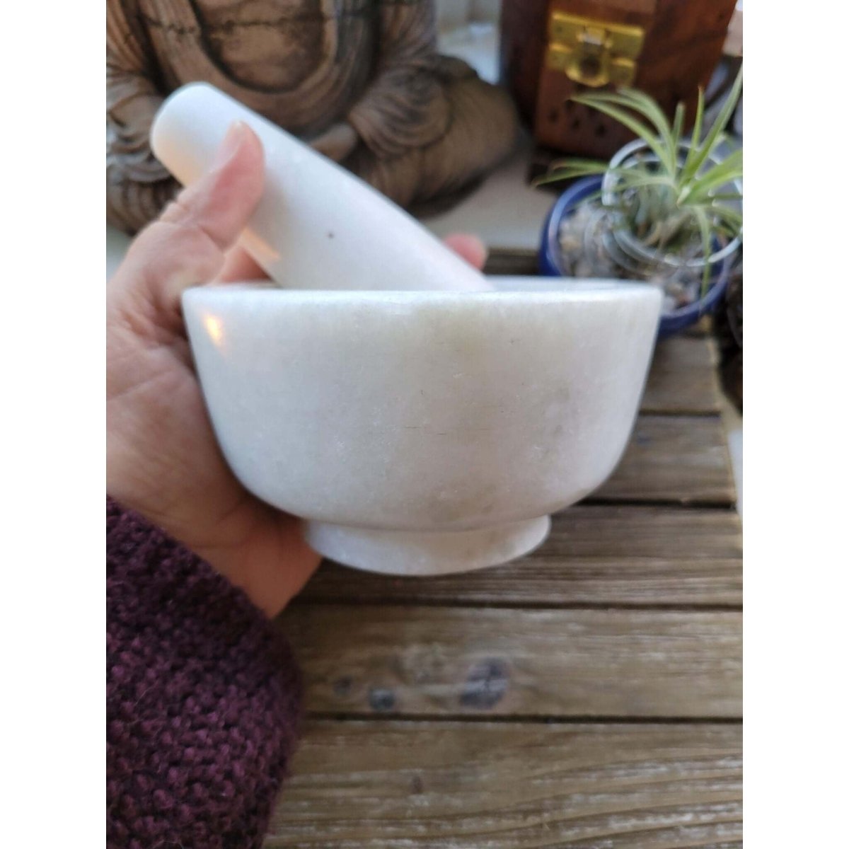Marble Stone Mortar & Pestle, Stone herb grinder, Mortar and Pestle -