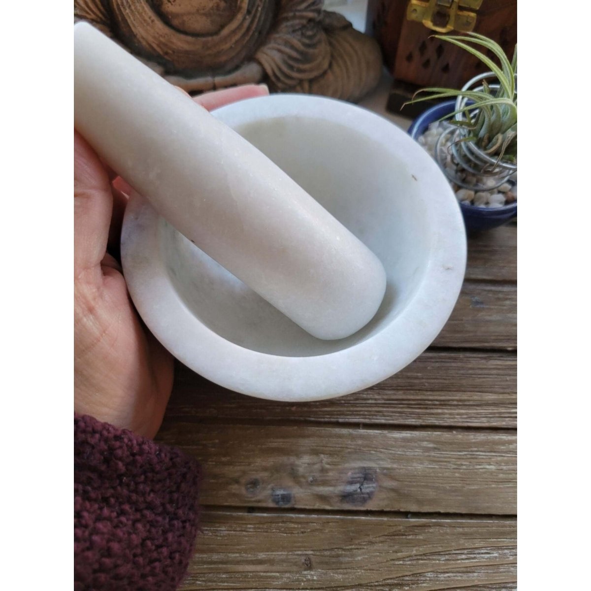 Marble Stone Mortar & Pestle, Stone herb grinder, Mortar and Pestle -