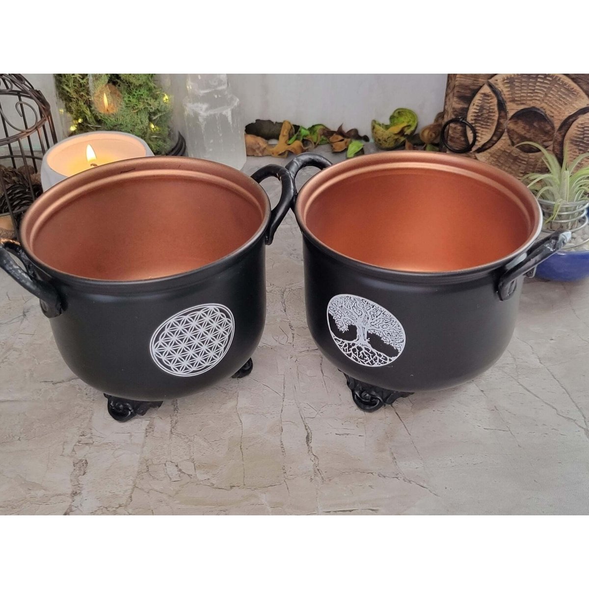Metal Burner/ Cauldron /Altar Cauldron /Flower of Life Cauldron/ Tree of Life Cauldron -Incense Holders