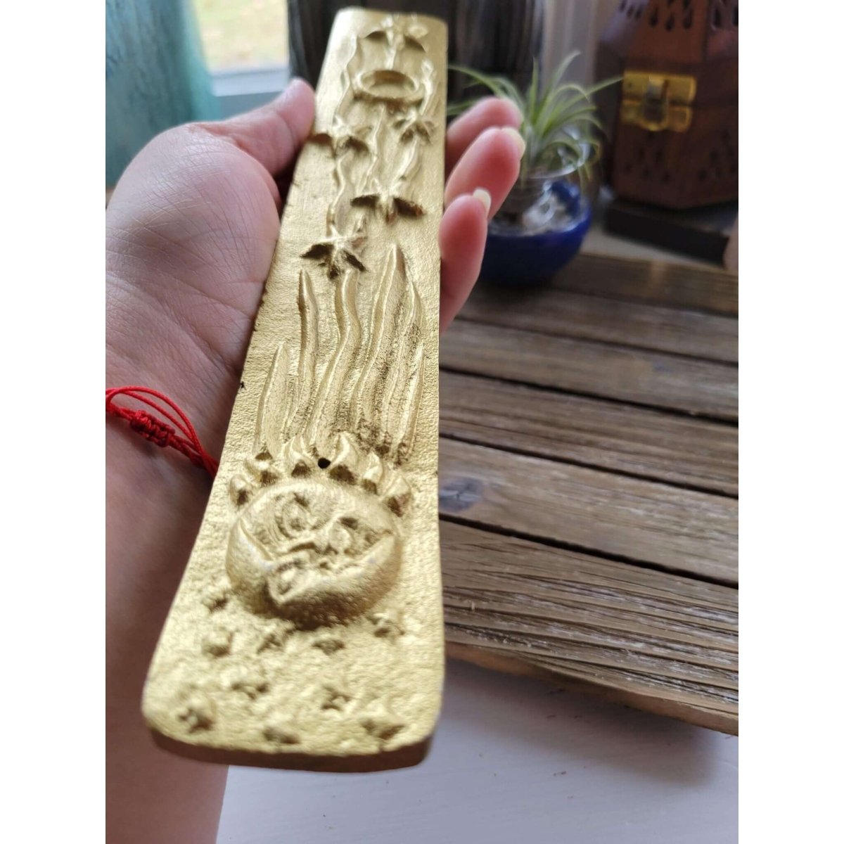 Metal Golden Sun/Moon Rays of Starts Stick/Cone Burner -Incense Holders